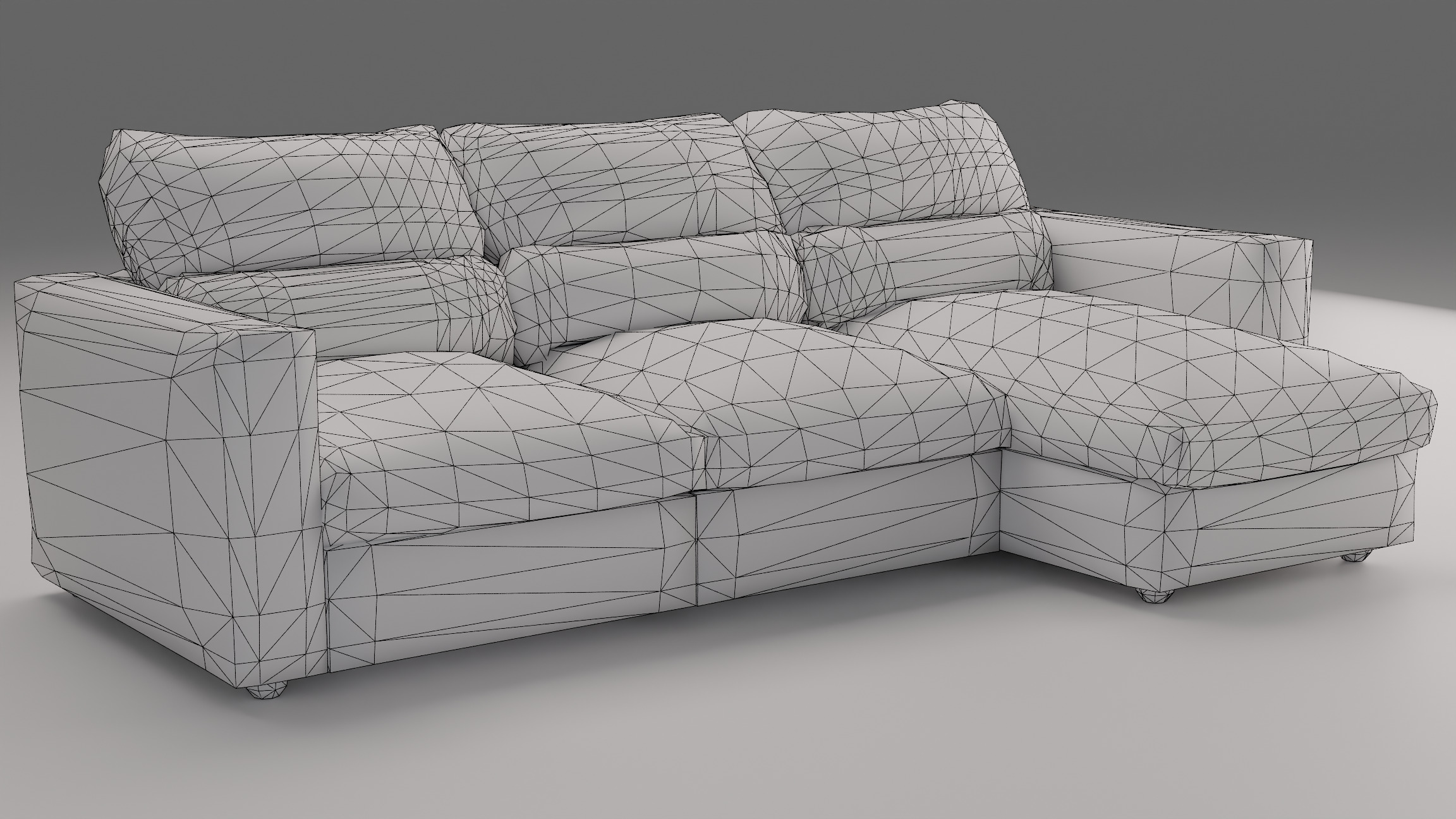 Three-seat sofa Low-poly 3D model_1
