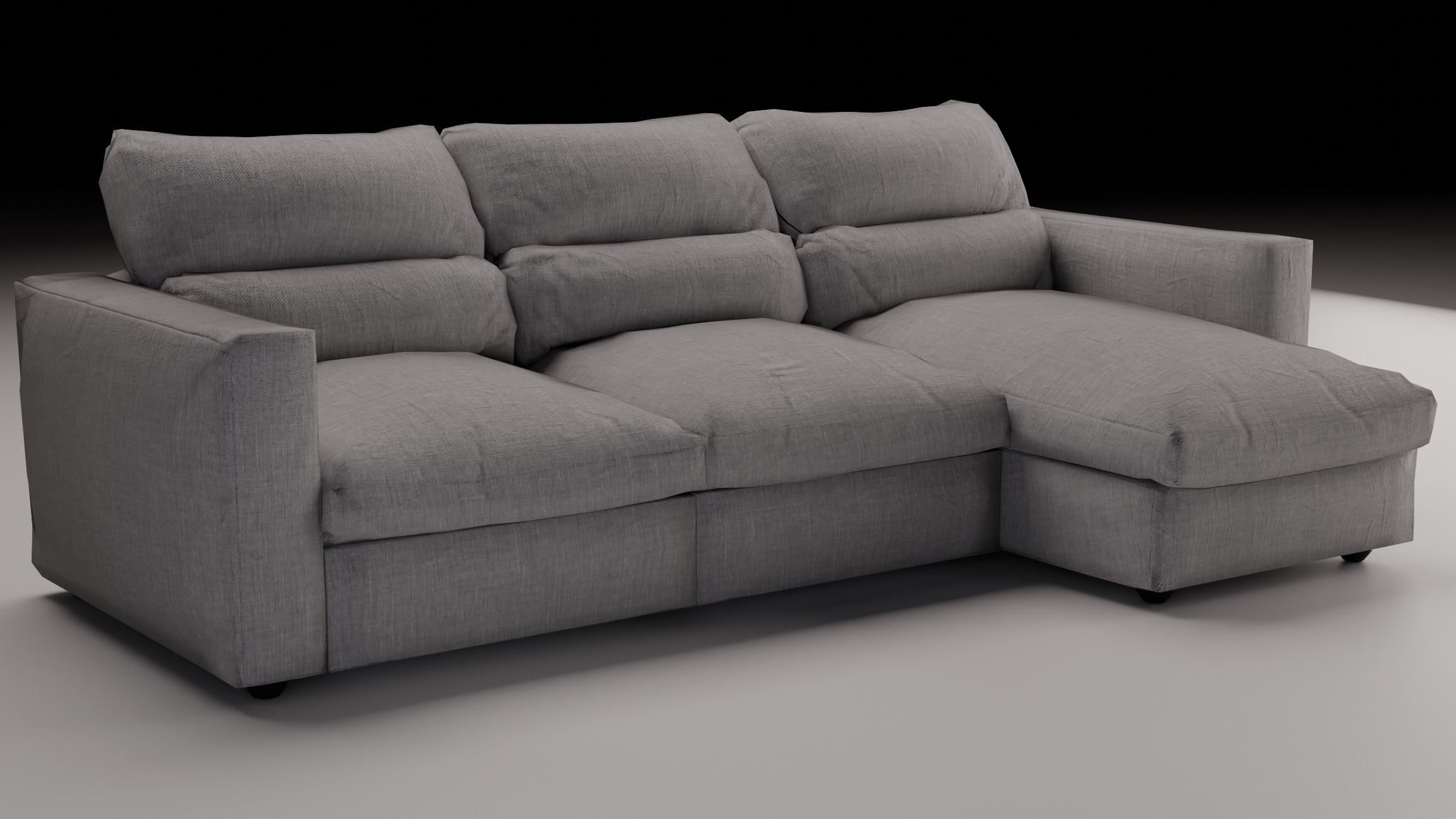 Three-seat sofa Low-poly 3D model_5