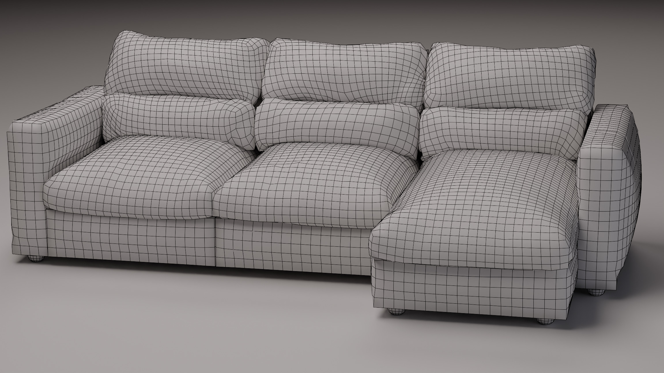 Three-seat sofa Low-poly 3D model_4