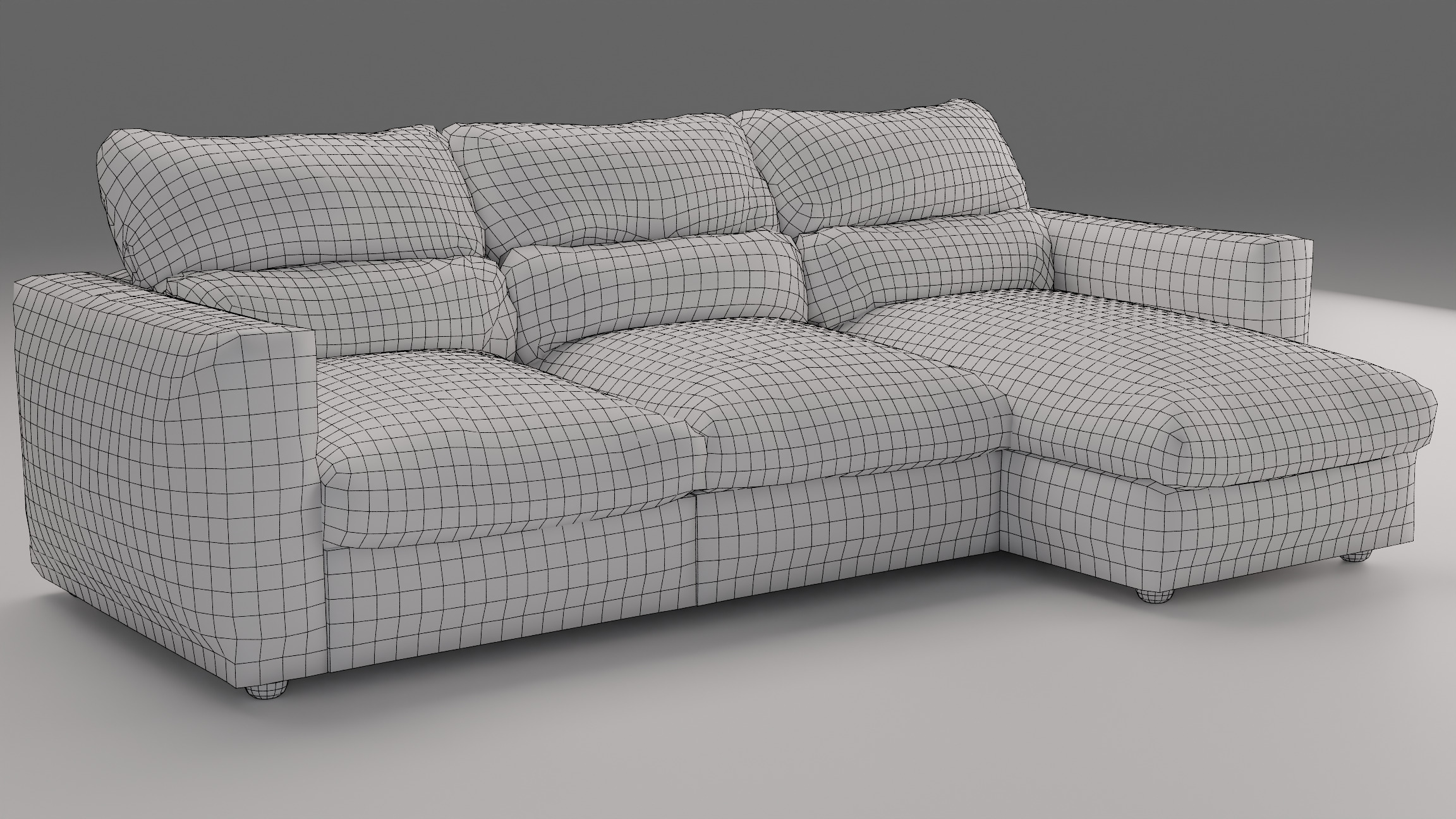 Three-seat sofa Low-poly 3D model_2
