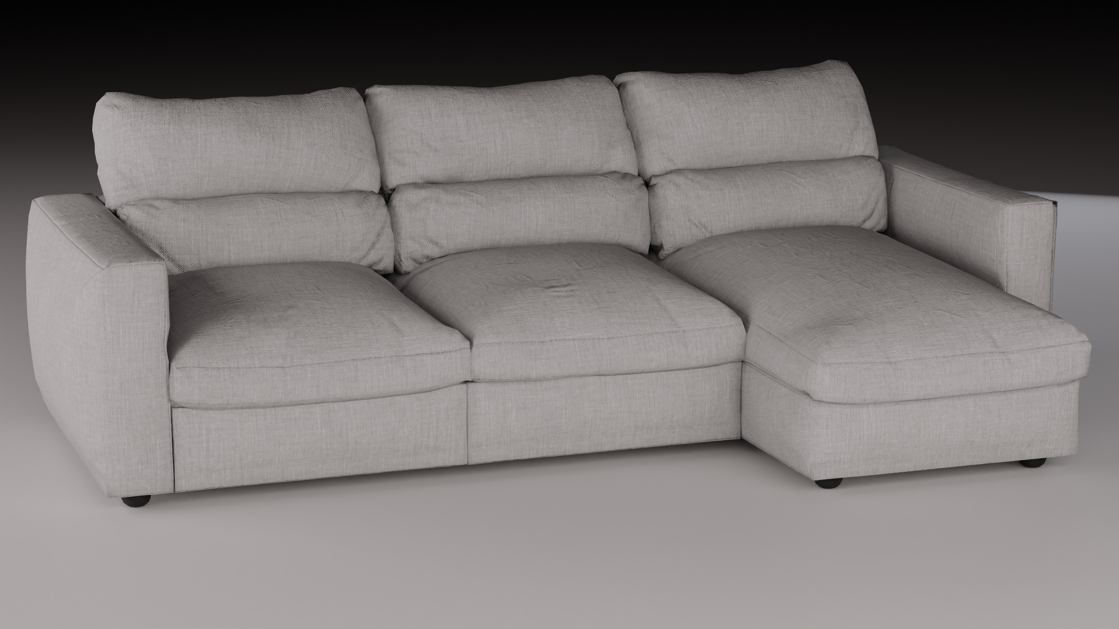 Three-seat sofa Low-poly 3D model_7