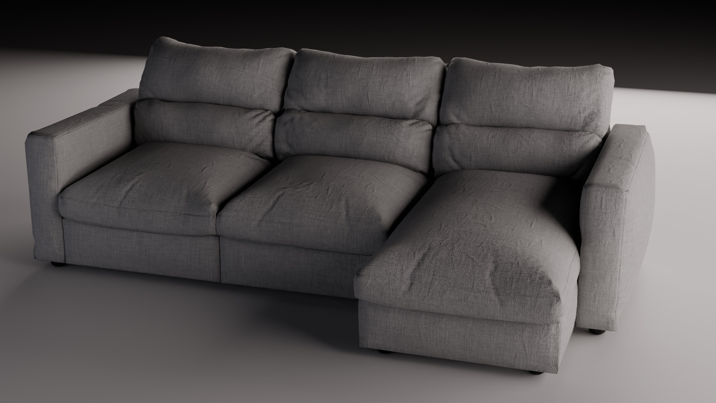 Three-seat sofa Low-poly 3D model_10