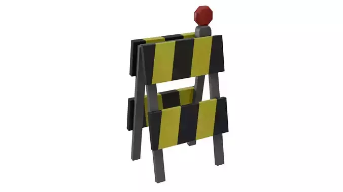 Low Poly 3D Construction Barricade - Game-Ready Low-poly 3D model