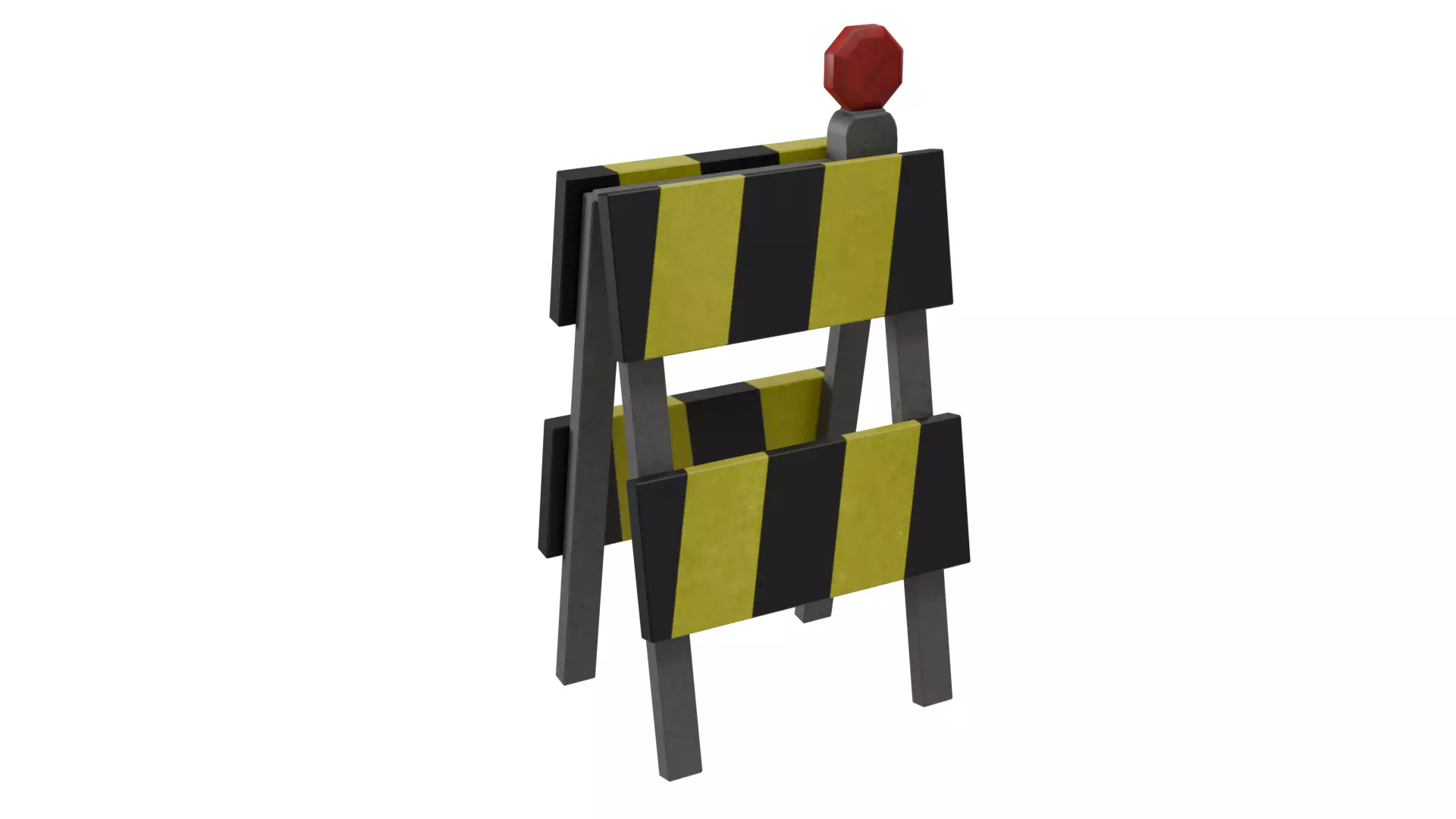 Low Poly 3D Construction Barricade - Game-Ready Low-poly 3D model_0