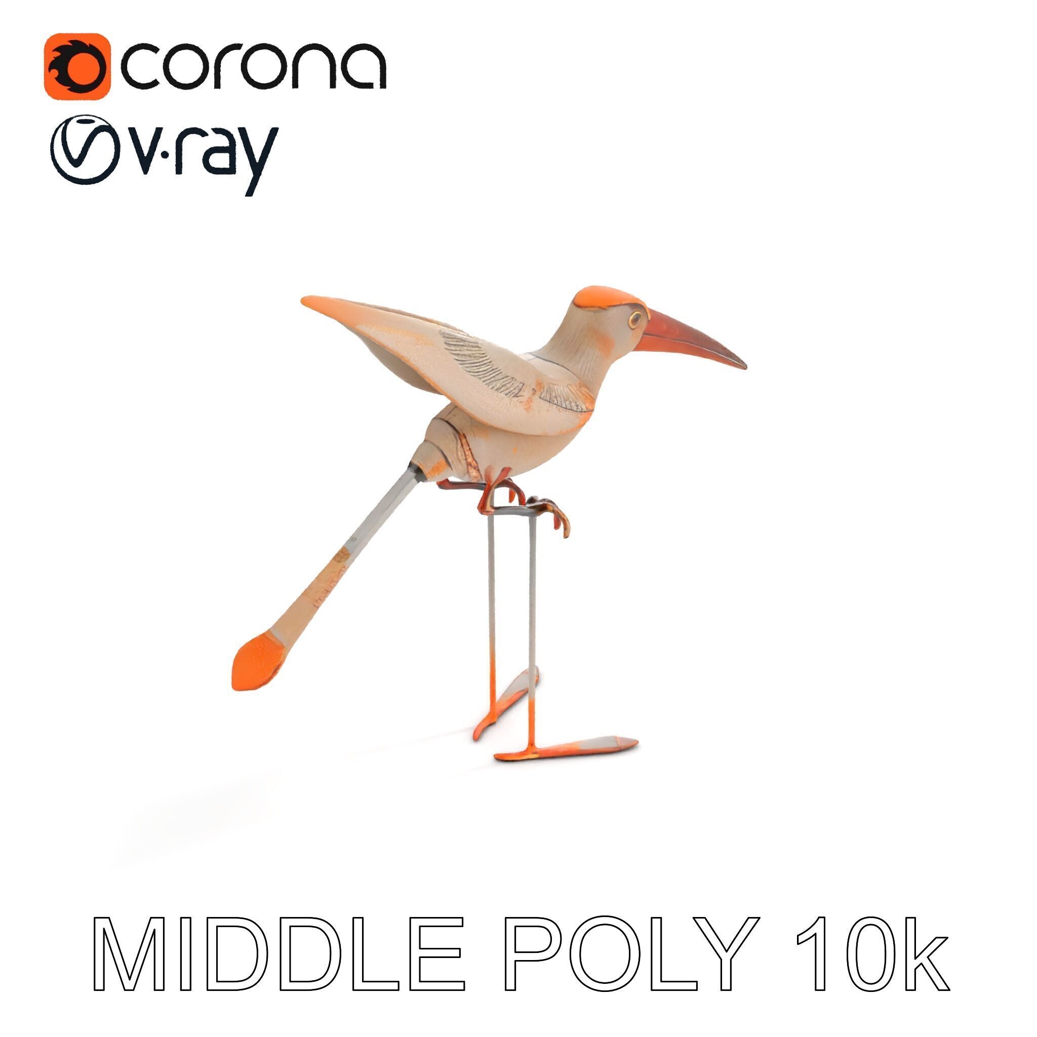 Vintage Bird Sculpture Model Pack Low-poly 3D model_19