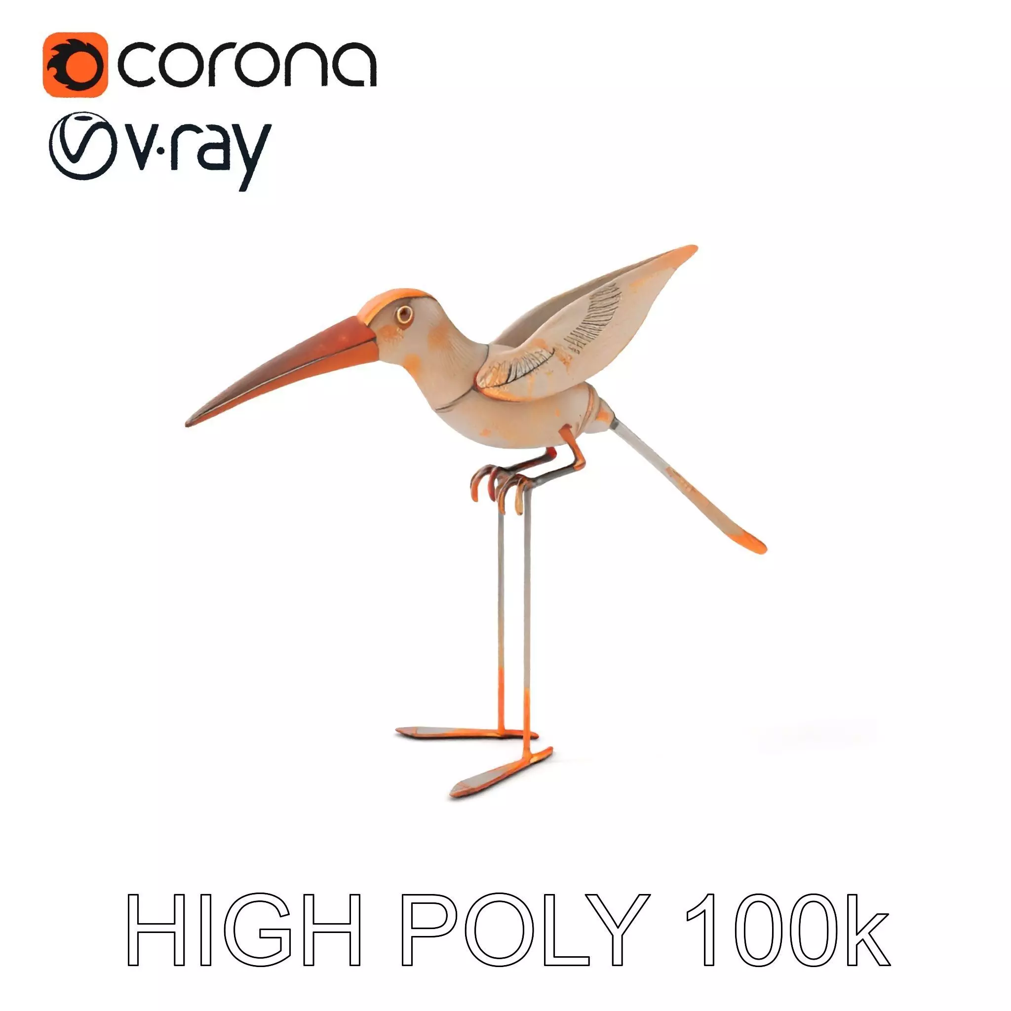 Vintage Bird Sculpture Model Pack Low-poly 3D model_0