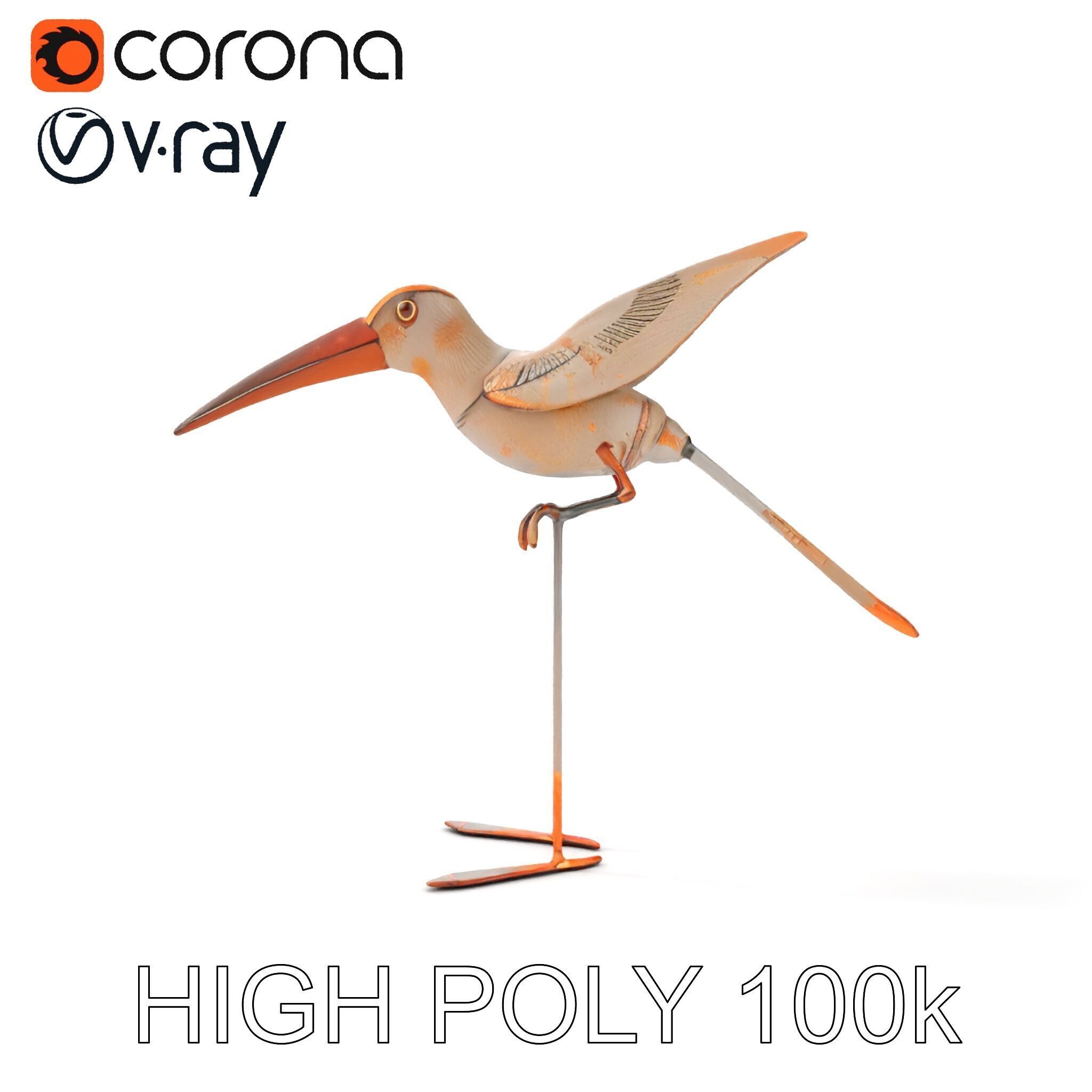 Vintage Bird Sculpture Model Pack Low-poly 3D model_21