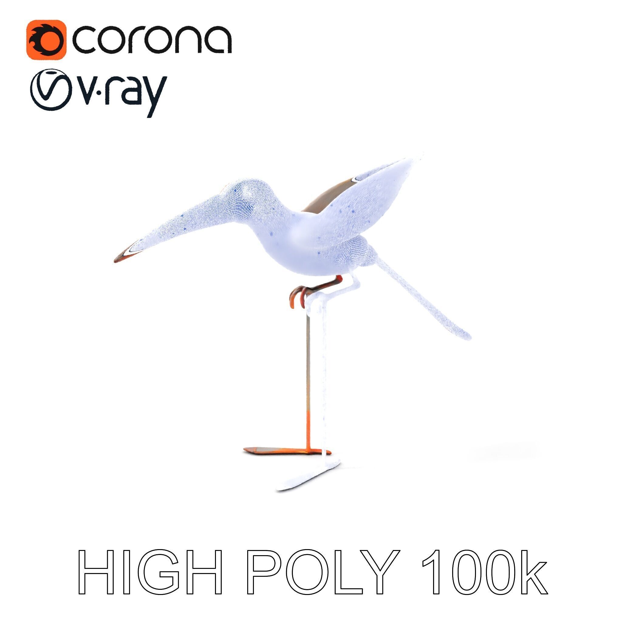 Vintage Bird Sculpture Model Pack Low-poly 3D model_4