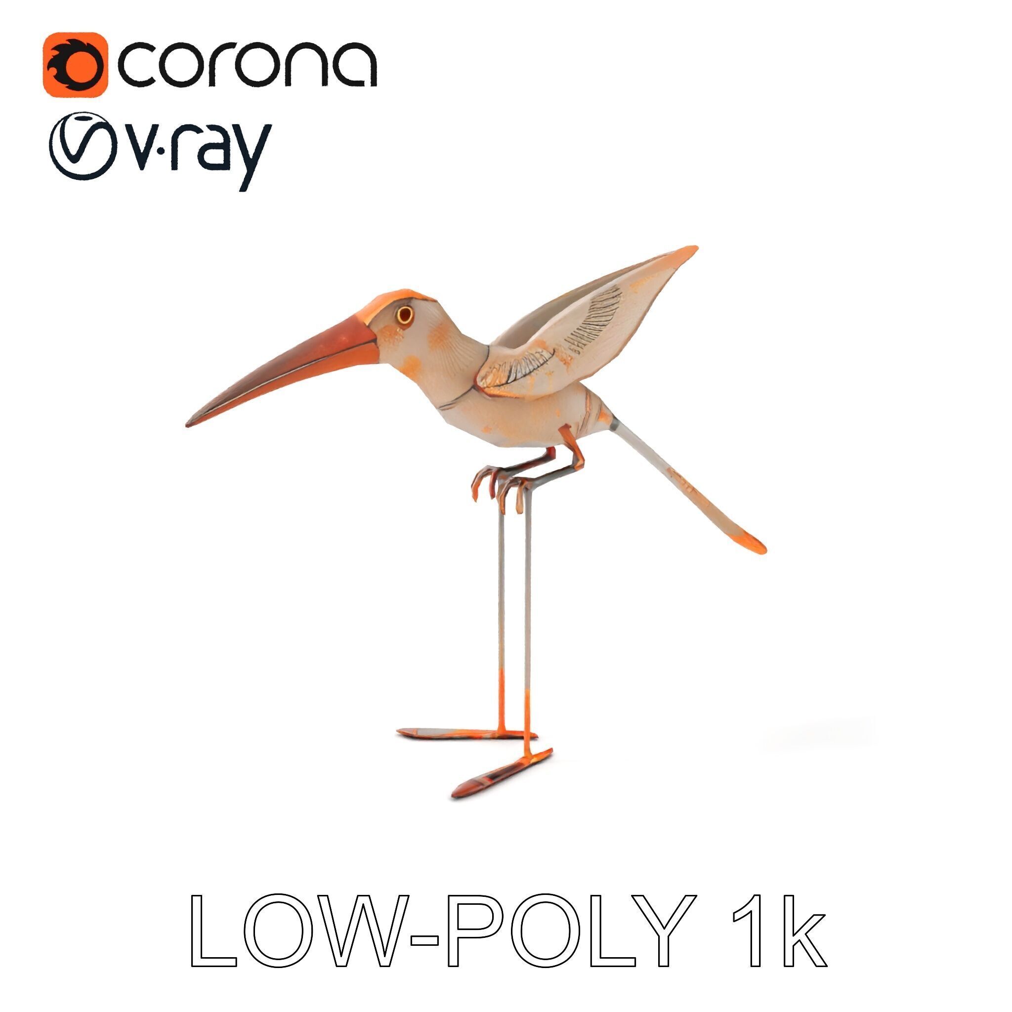 Vintage Bird Sculpture Model Pack Low-poly 3D model_7
