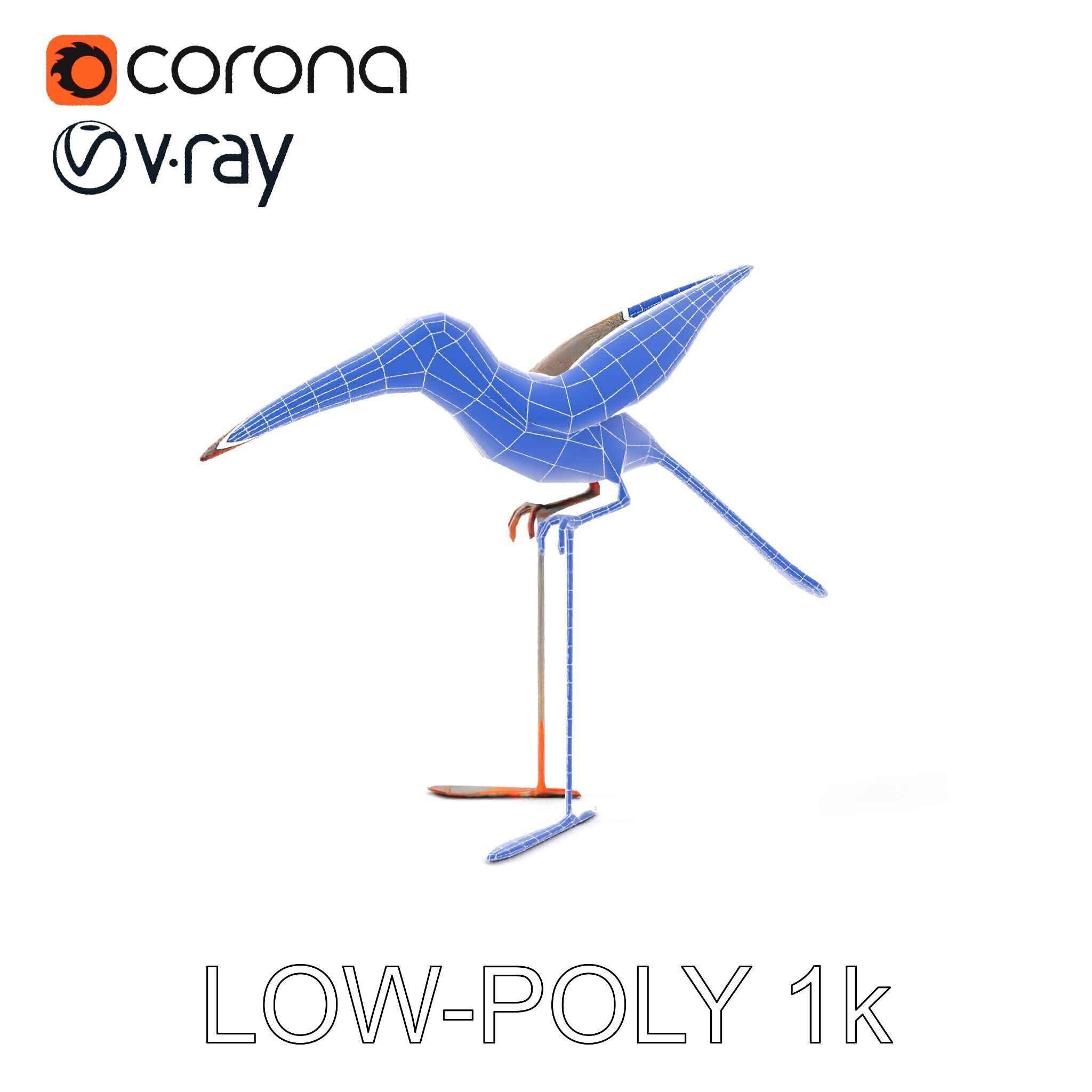 Vintage Bird Sculpture Model Pack Low-poly 3D model_20