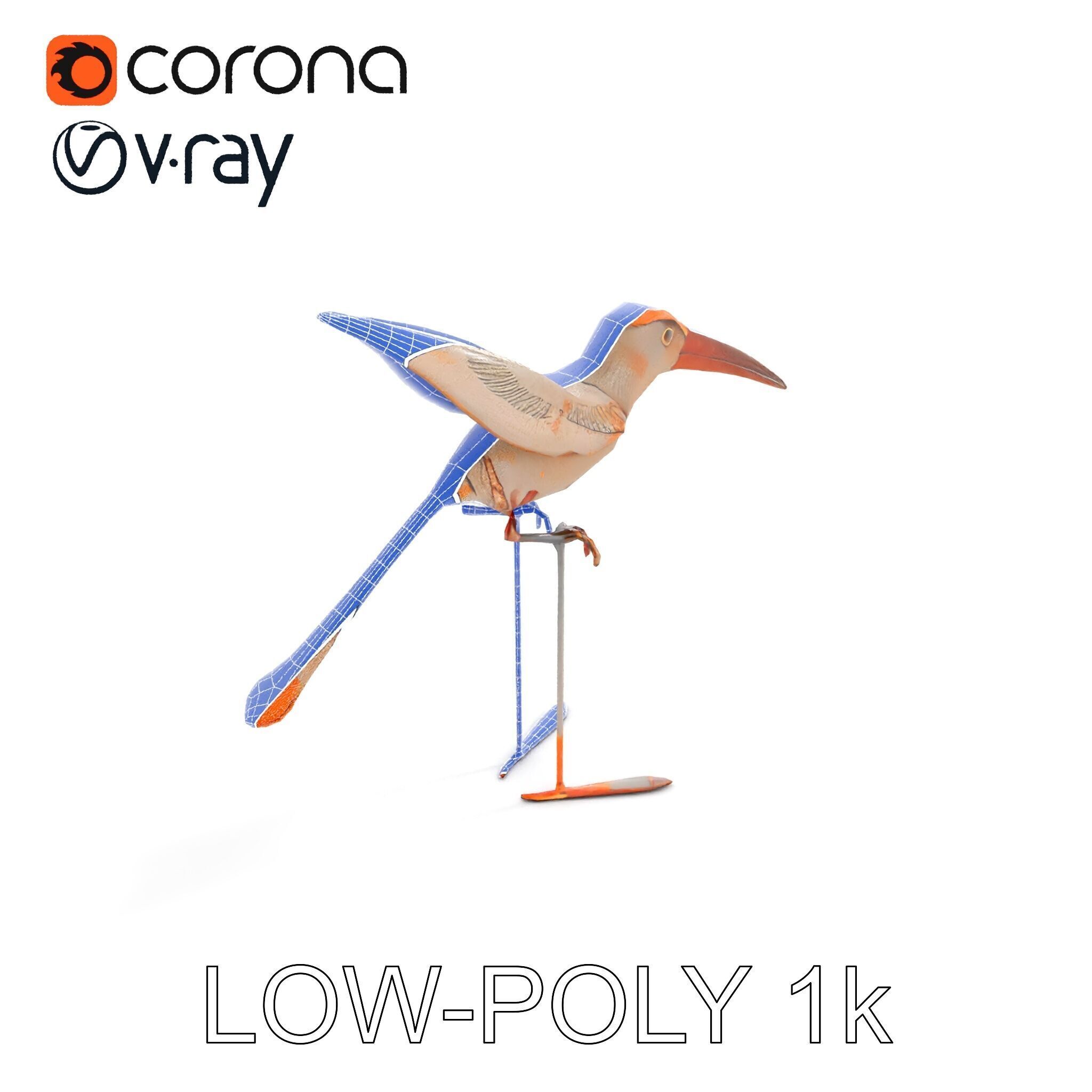 Vintage Bird Sculpture Model Pack Low-poly 3D model_25
