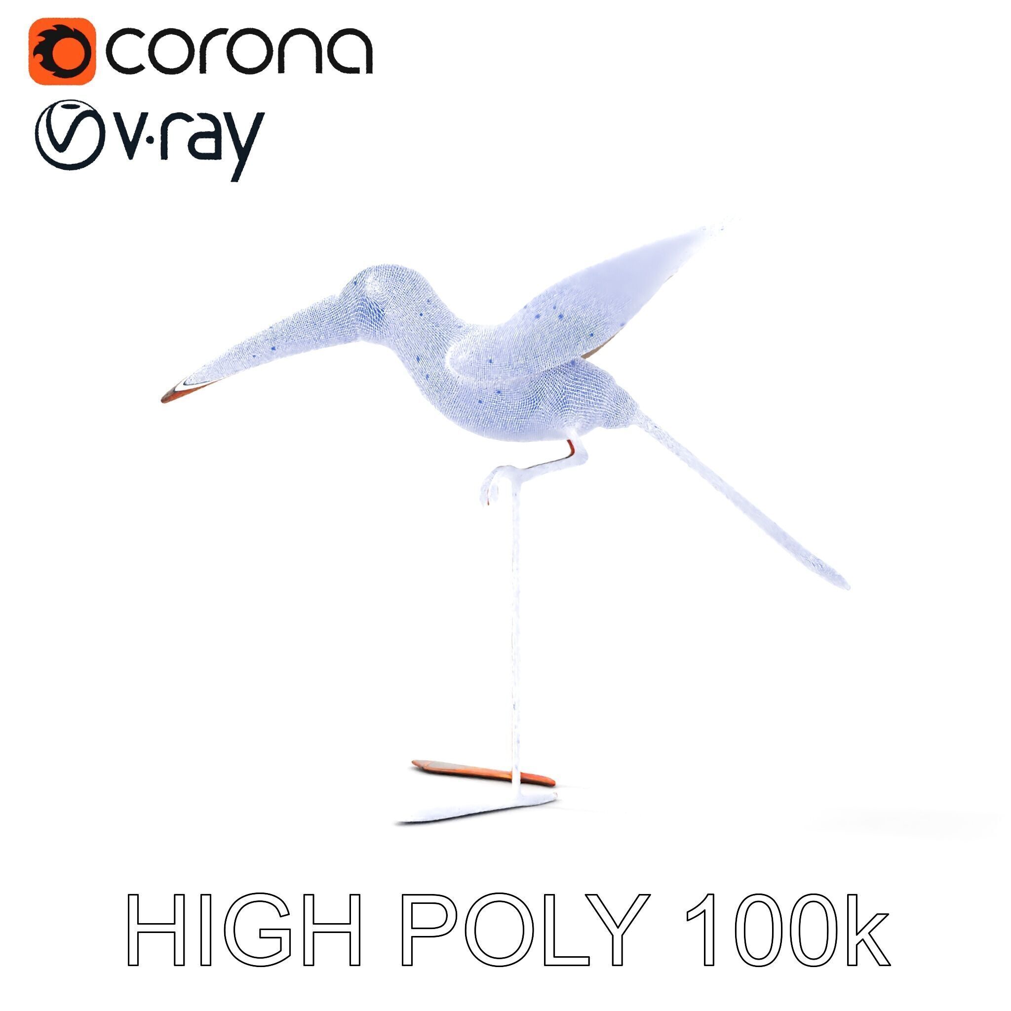 Vintage Bird Sculpture Model Pack Low-poly 3D model_29