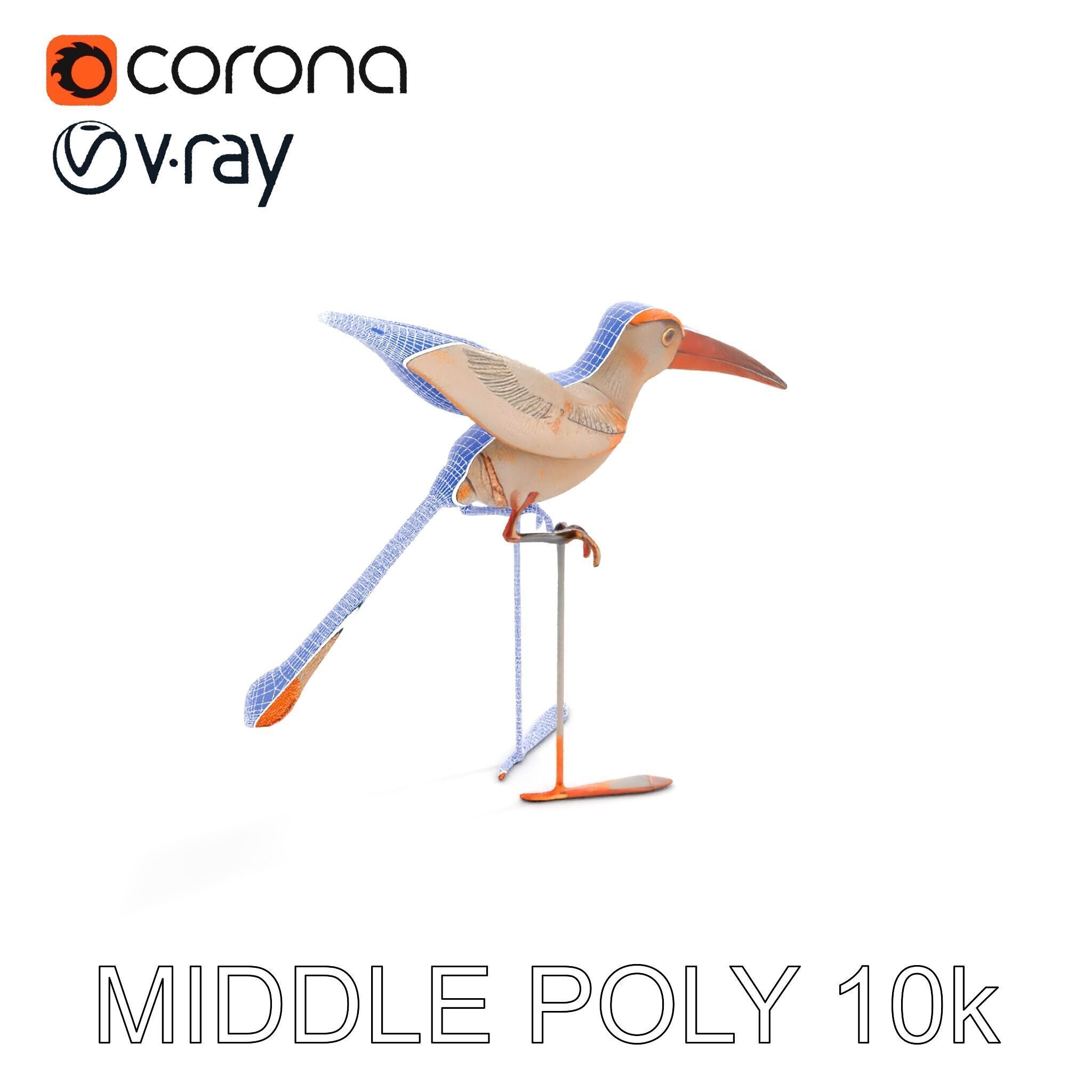 Vintage Bird Sculpture Model Pack Low-poly 3D model_8