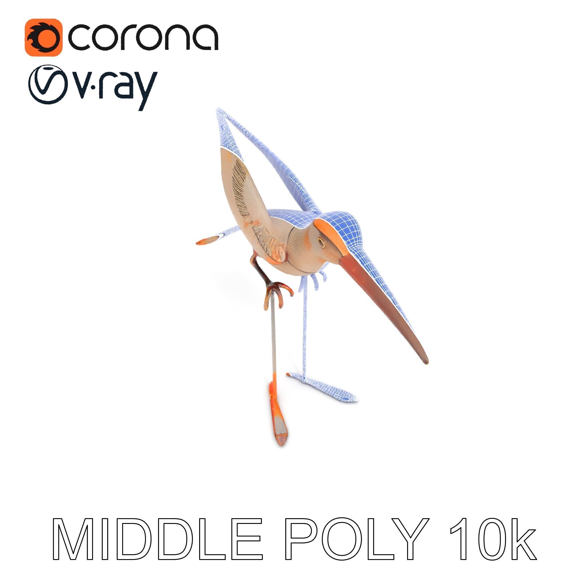 Vintage Bird Sculpture Model Pack Low-poly 3D model_27