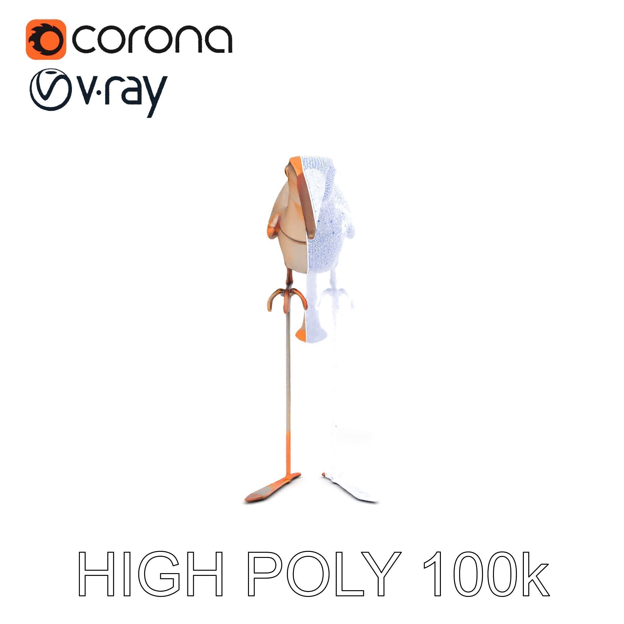 Vintage Bird Sculpture Model Pack Low-poly 3D model_32