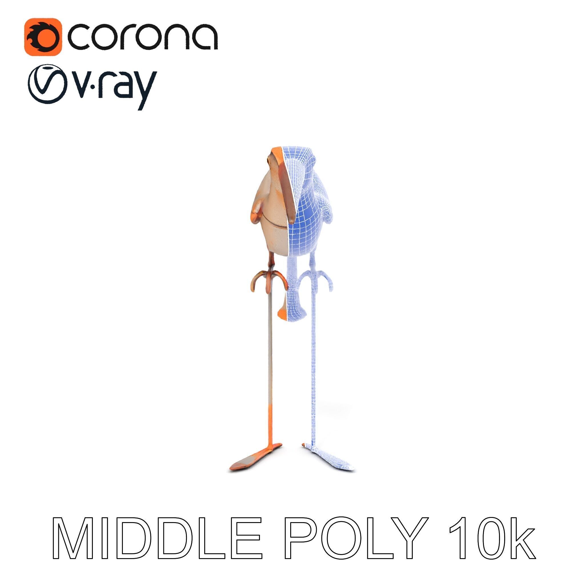 Vintage Bird Sculpture Model Pack Low-poly 3D model_30