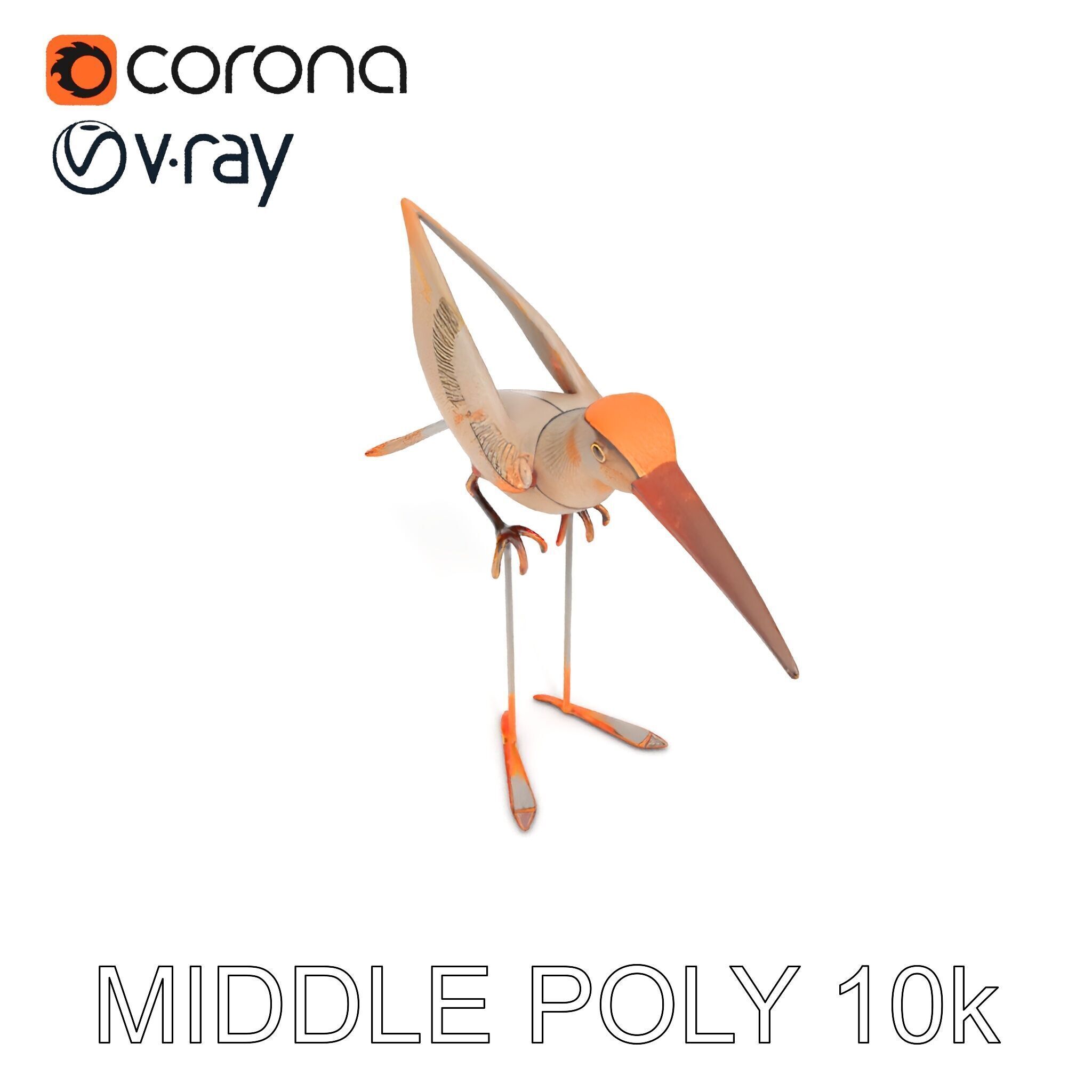 Vintage Bird Sculpture Model Pack Low-poly 3D model_6