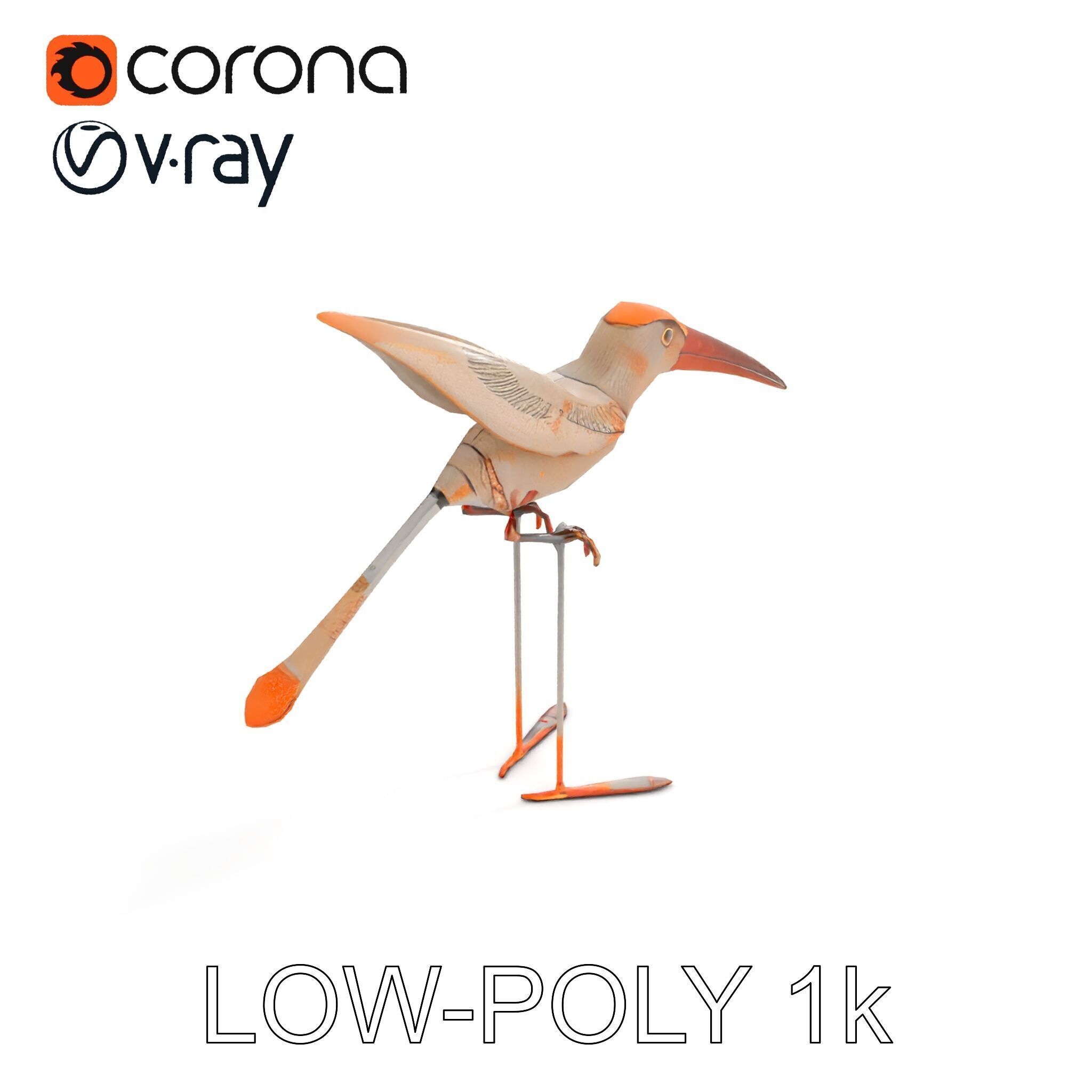 Vintage Bird Sculpture Model Pack Low-poly 3D model_17