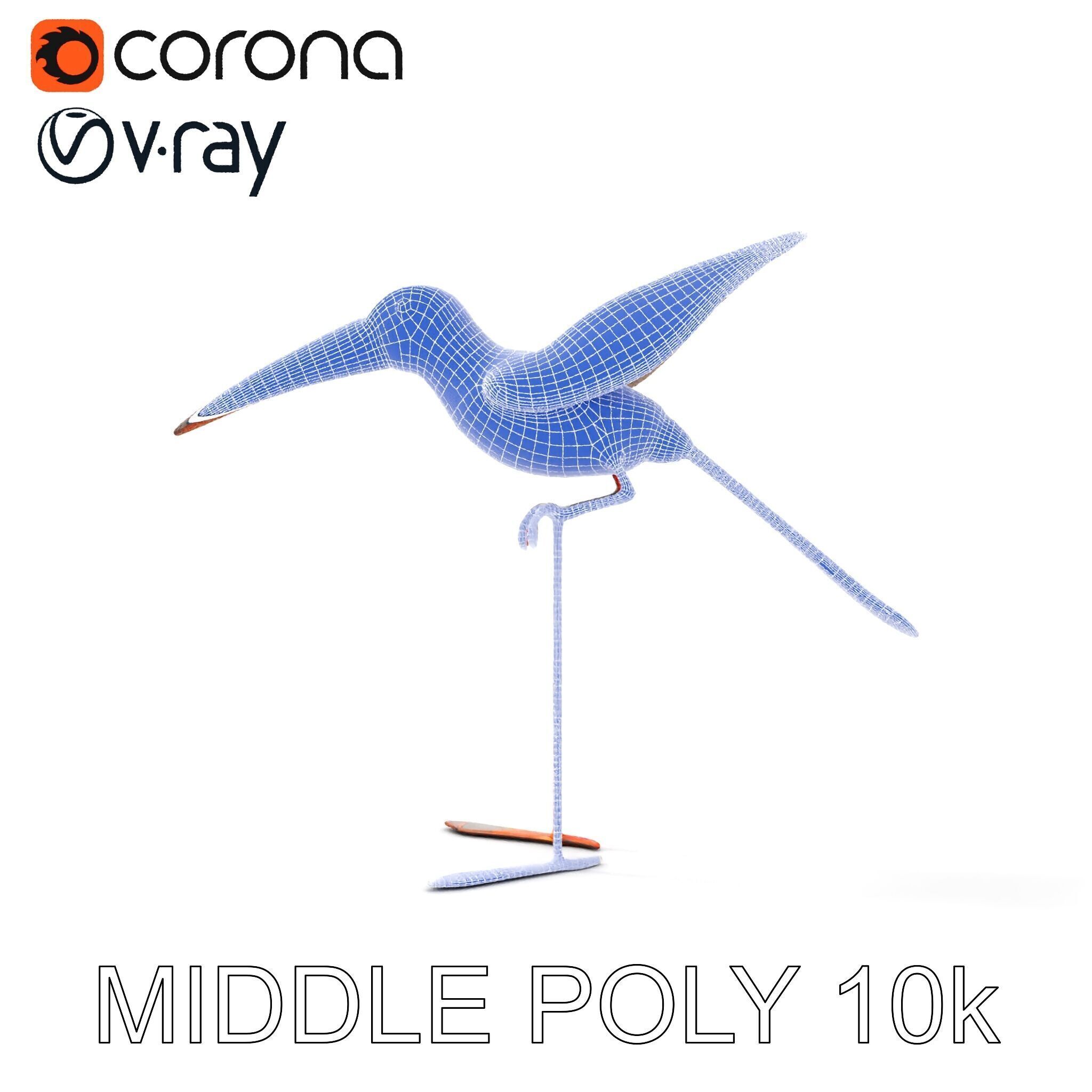 Vintage Bird Sculpture Model Pack Low-poly 3D model_24