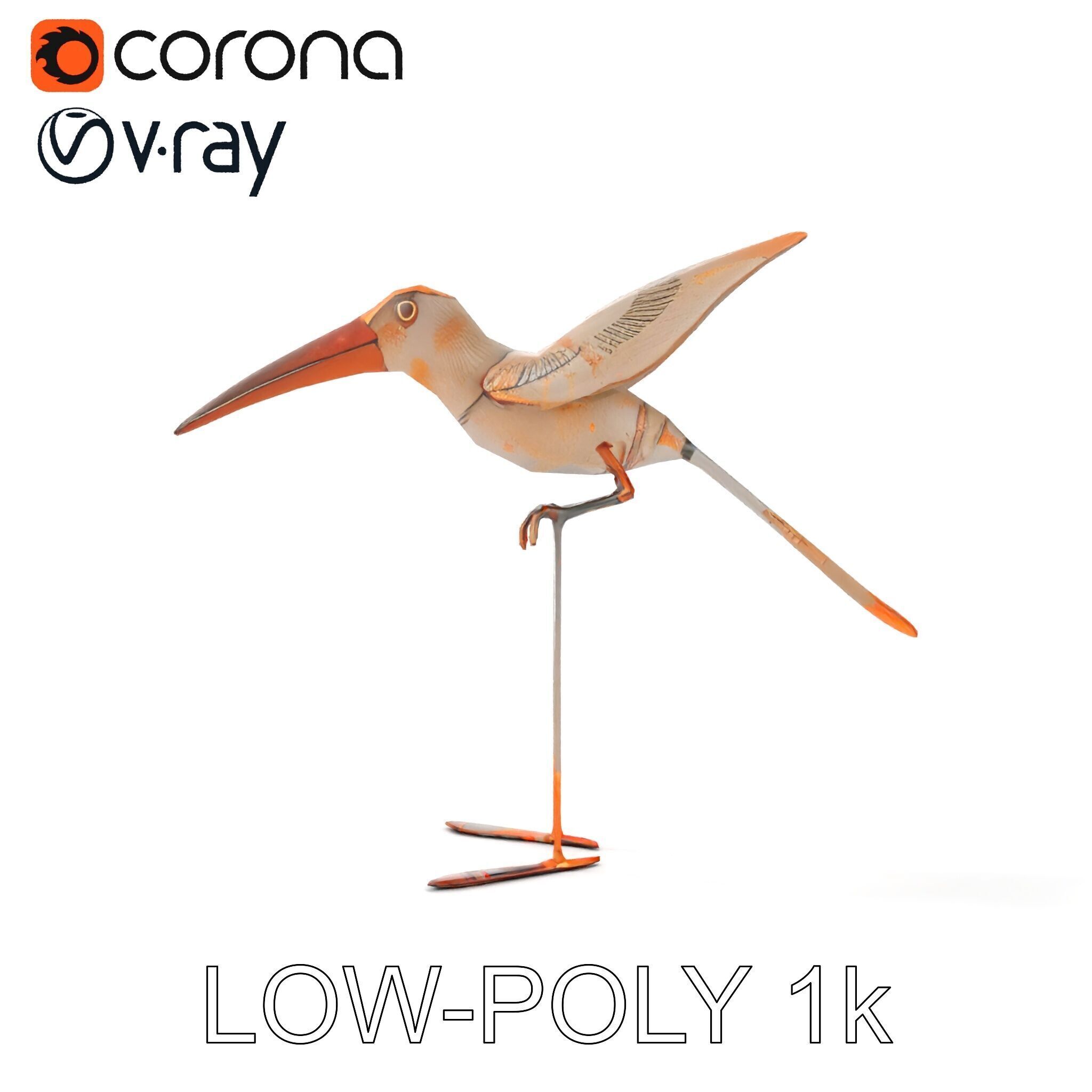 Vintage Bird Sculpture Model Pack Low-poly 3D model_9