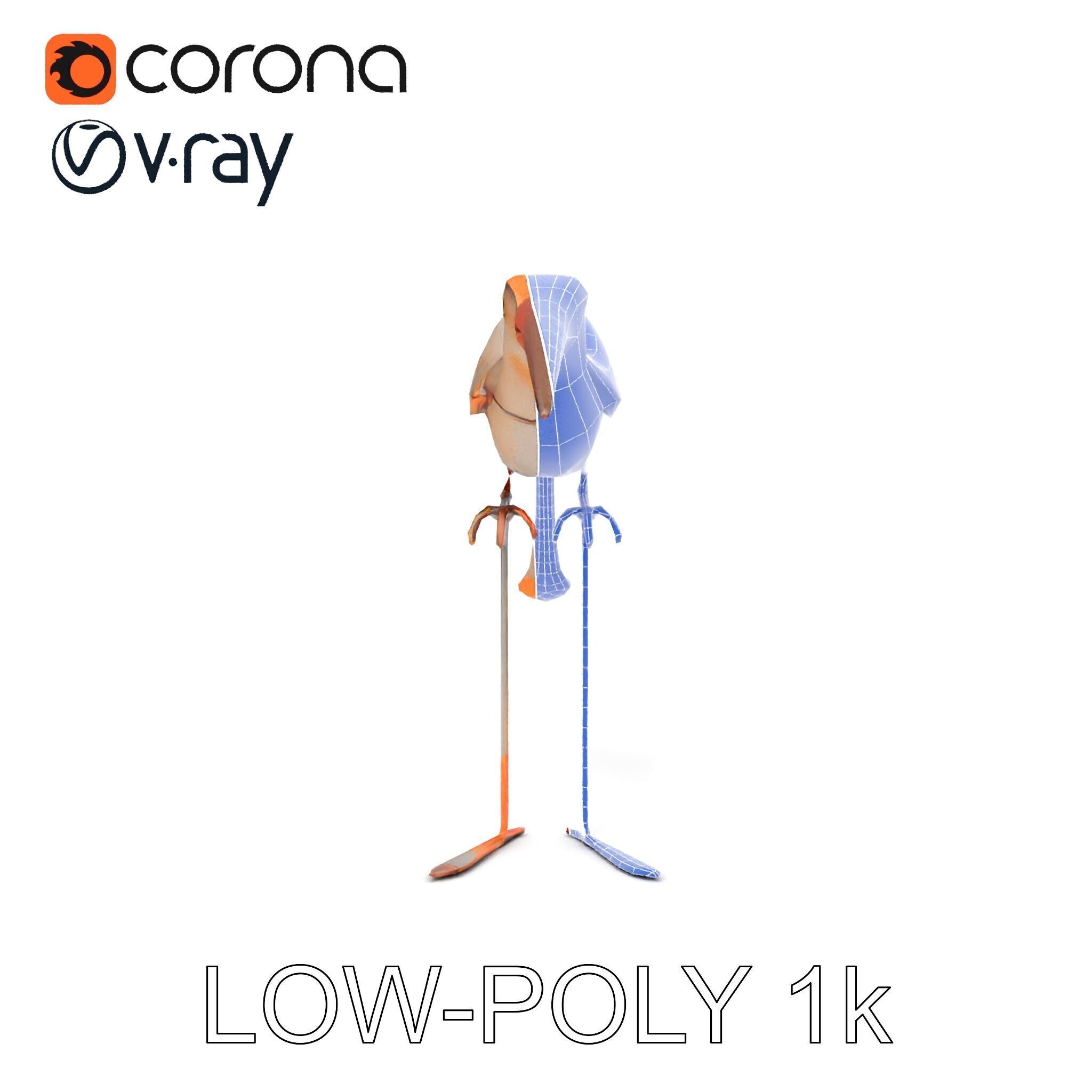 Vintage Bird Sculpture Model Pack Low-poly 3D model_15