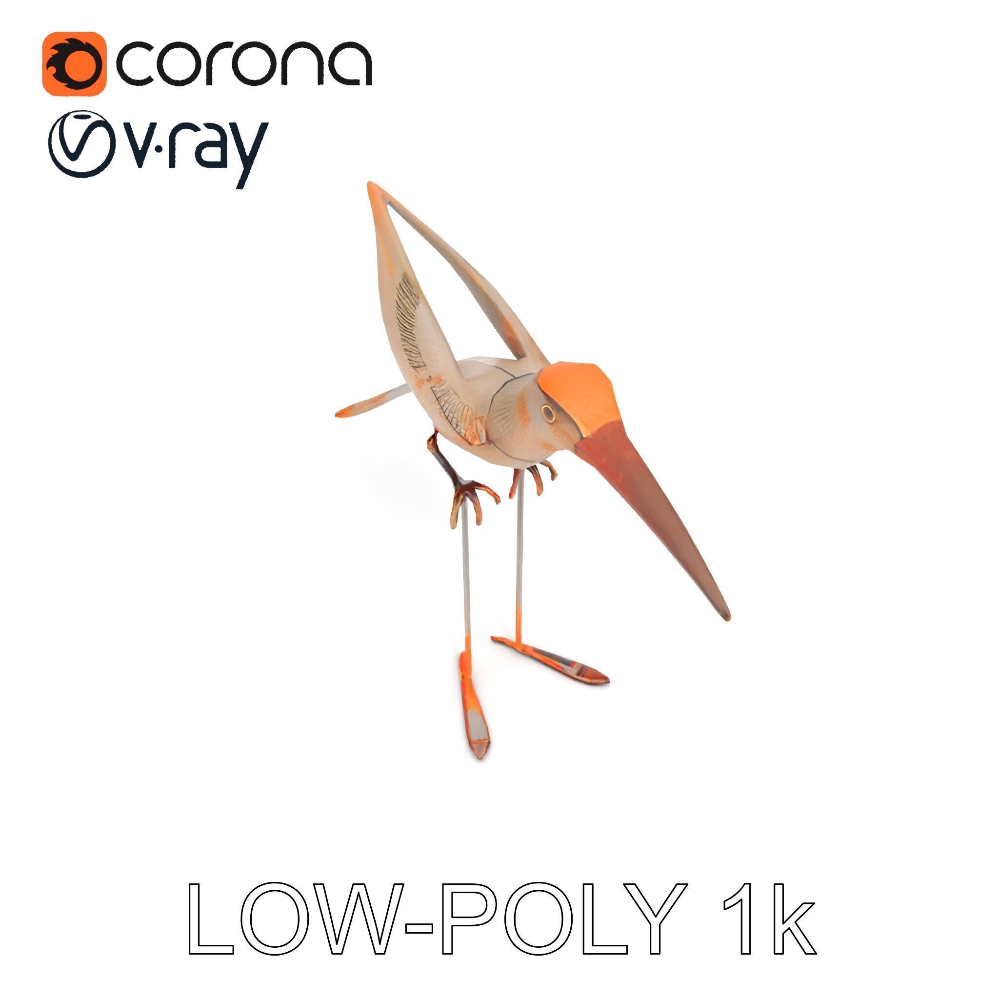 Vintage Bird Sculpture Model Pack Low-poly 3D model_28