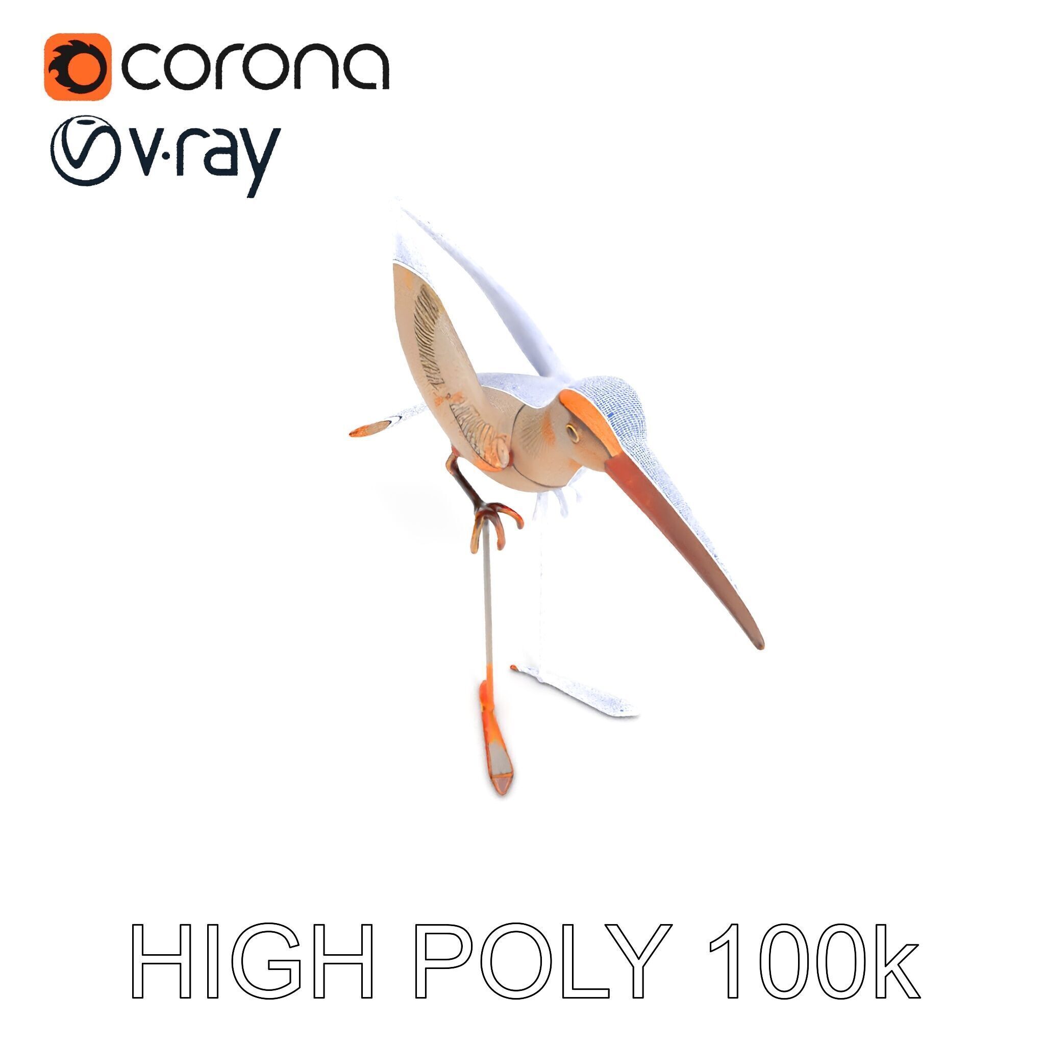 Vintage Bird Sculpture Model Pack Low-poly 3D model_26