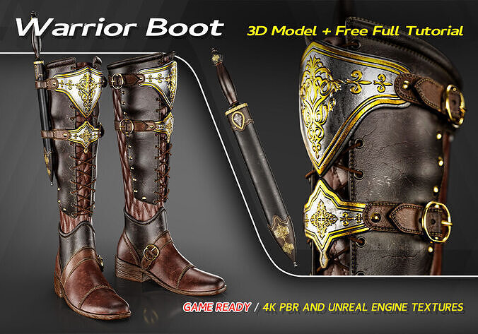 Warrior Boot Low-poly 3D model