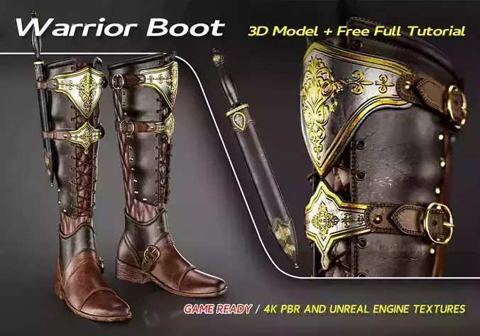 Warrior Boot Low-poly 3D model