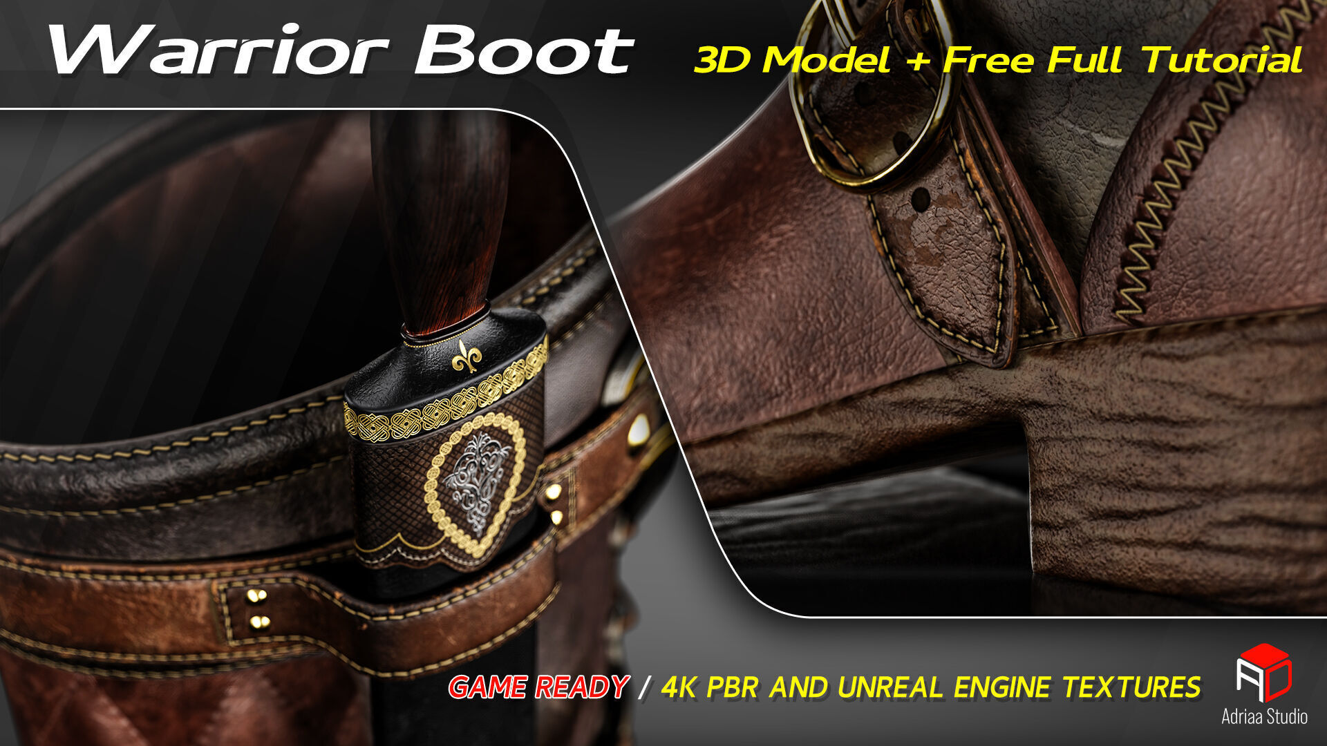 Warrior Boot Low-poly 3D model_7