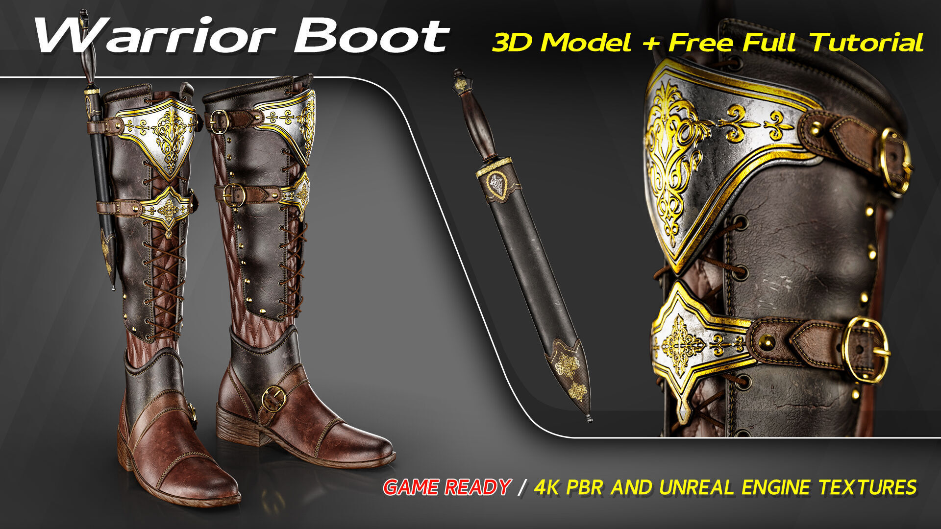 Warrior Boot Low-poly 3D model_1