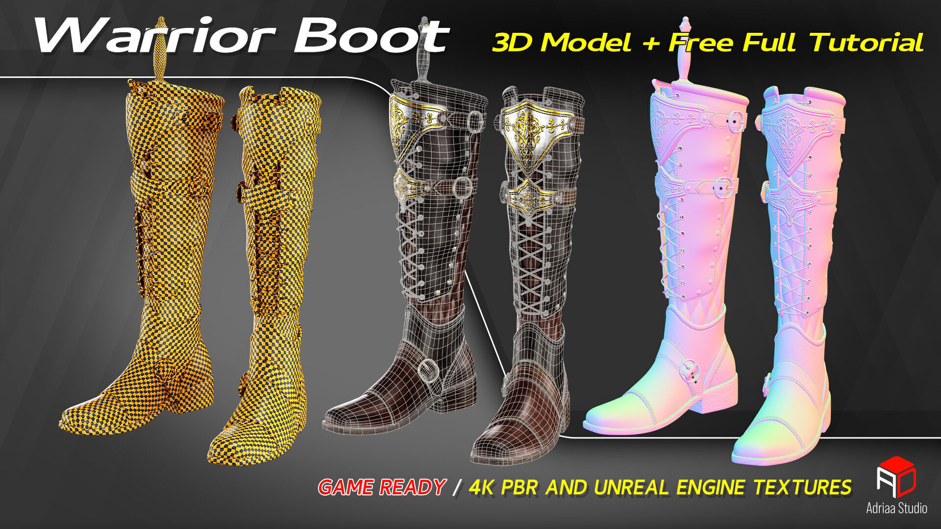 Warrior Boot Low-poly 3D model_8