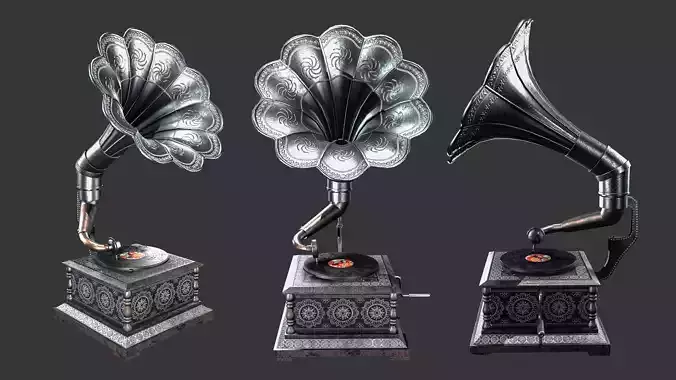 gramophone Low-poly 3D model