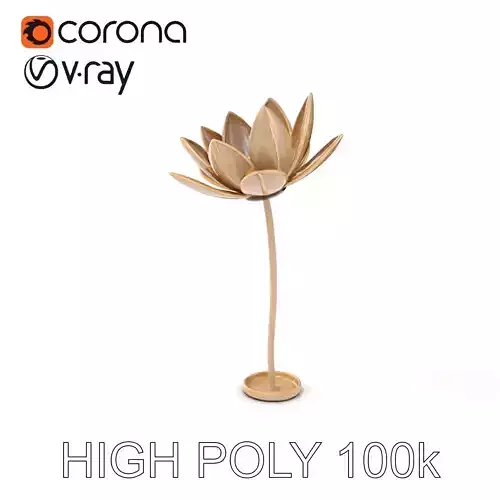 Elegant Metal Lotus Sculpture Model Pack