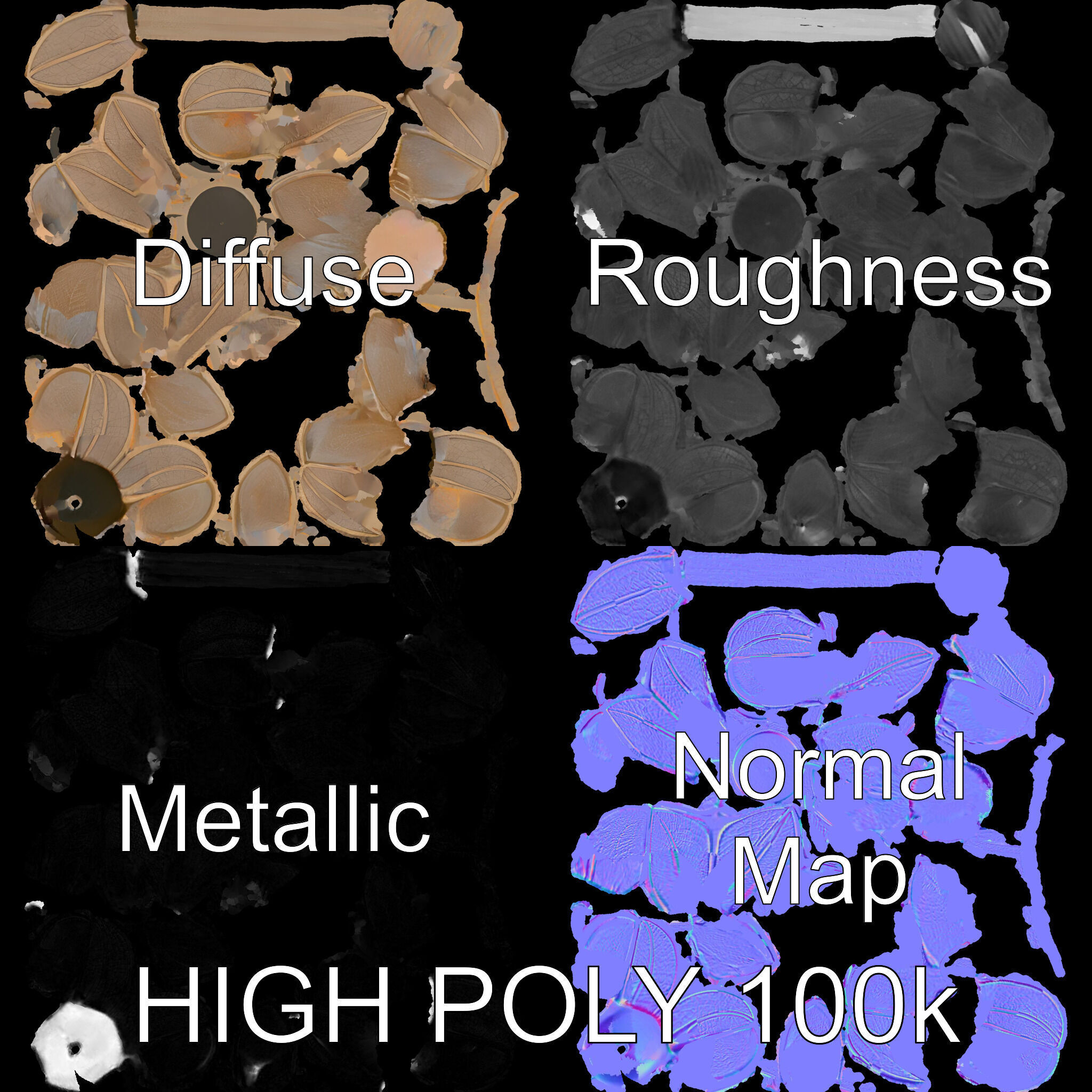 Elegant Metal Lotus Sculpture Model Pack Low-poly 3D model_3