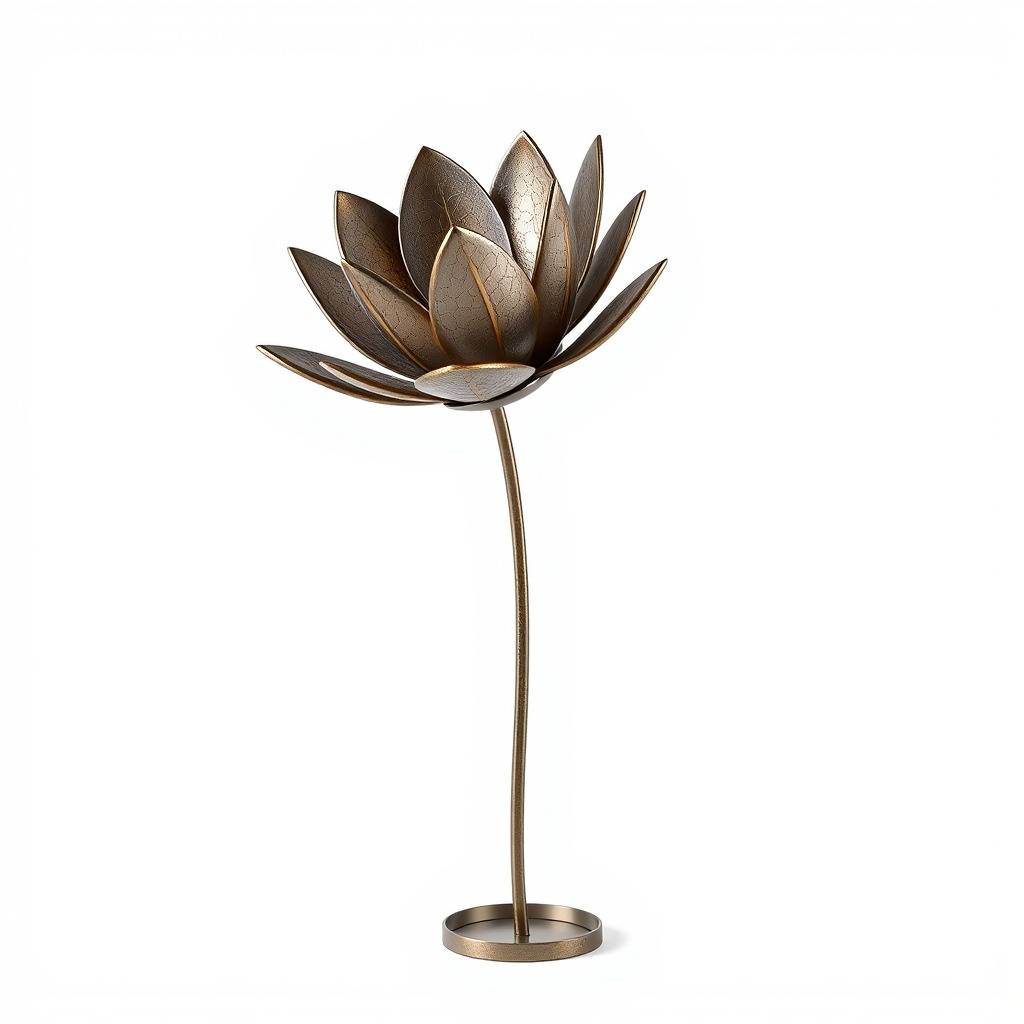 Elegant Metal Lotus Sculpture Model Pack Low-poly 3D model_2