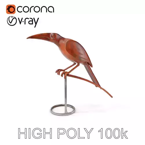 Rustic Bird Sculpture on Stand Model Pack