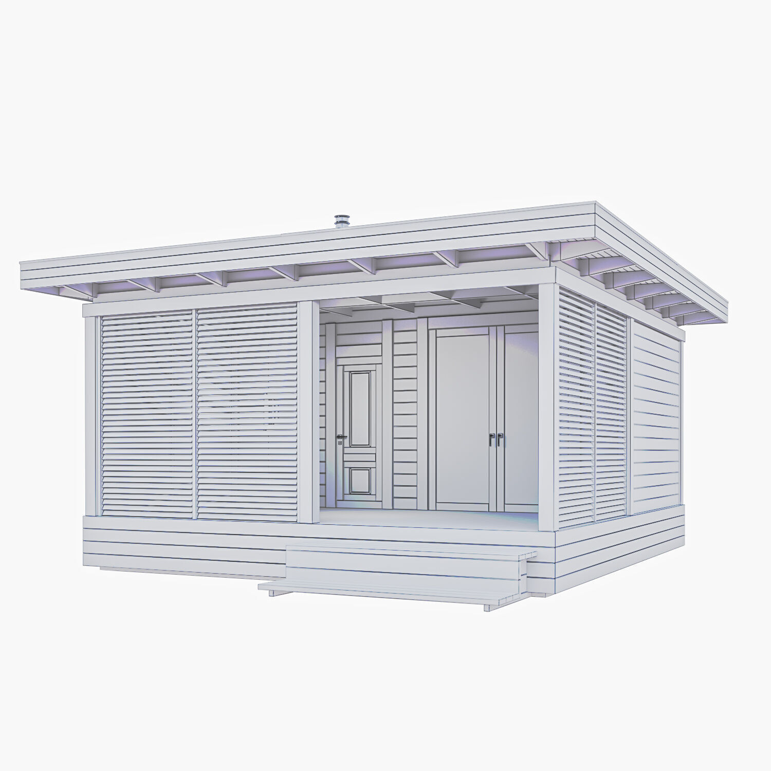 Bathhouse 02 made of timber with a covered terrace 3D model_5