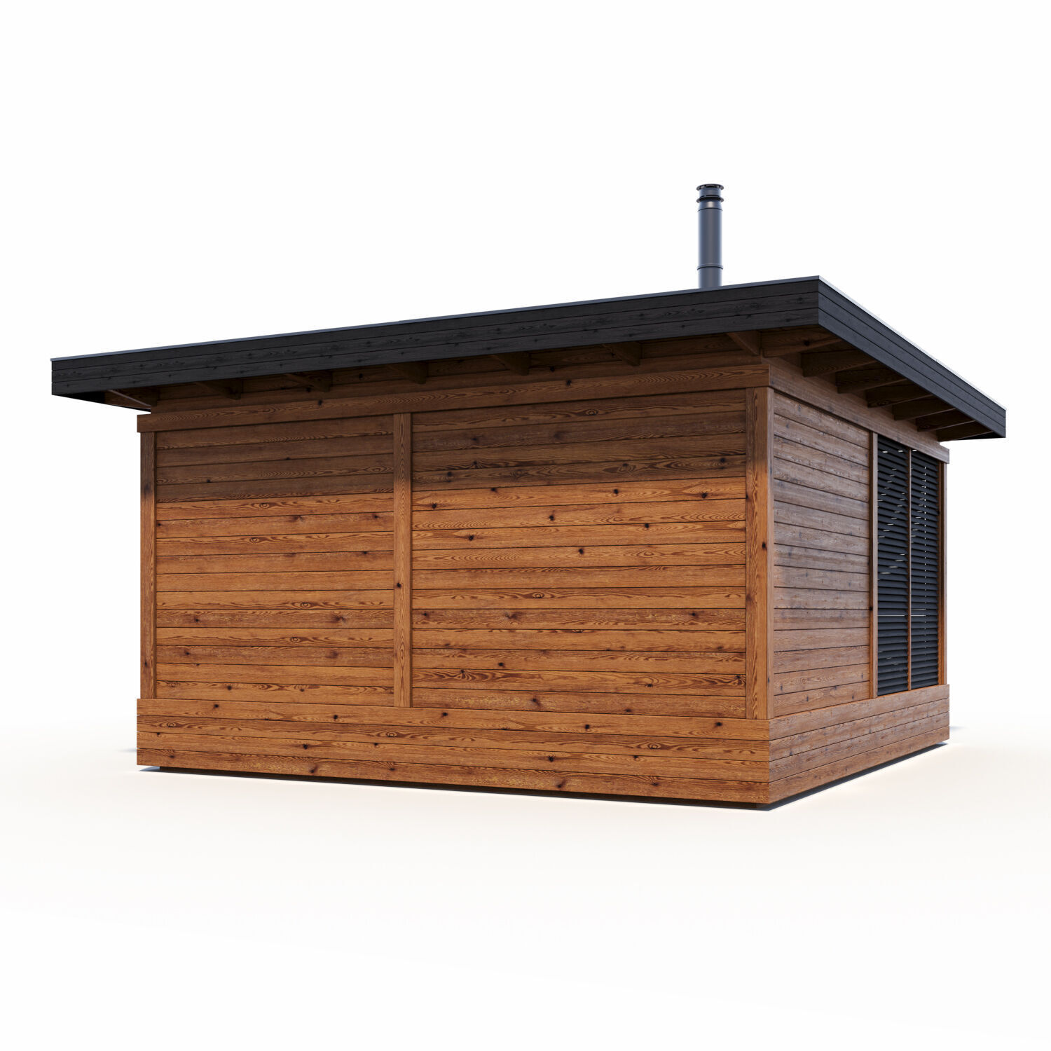 Bathhouse 02 made of timber with a covered terrace 3D model_4
