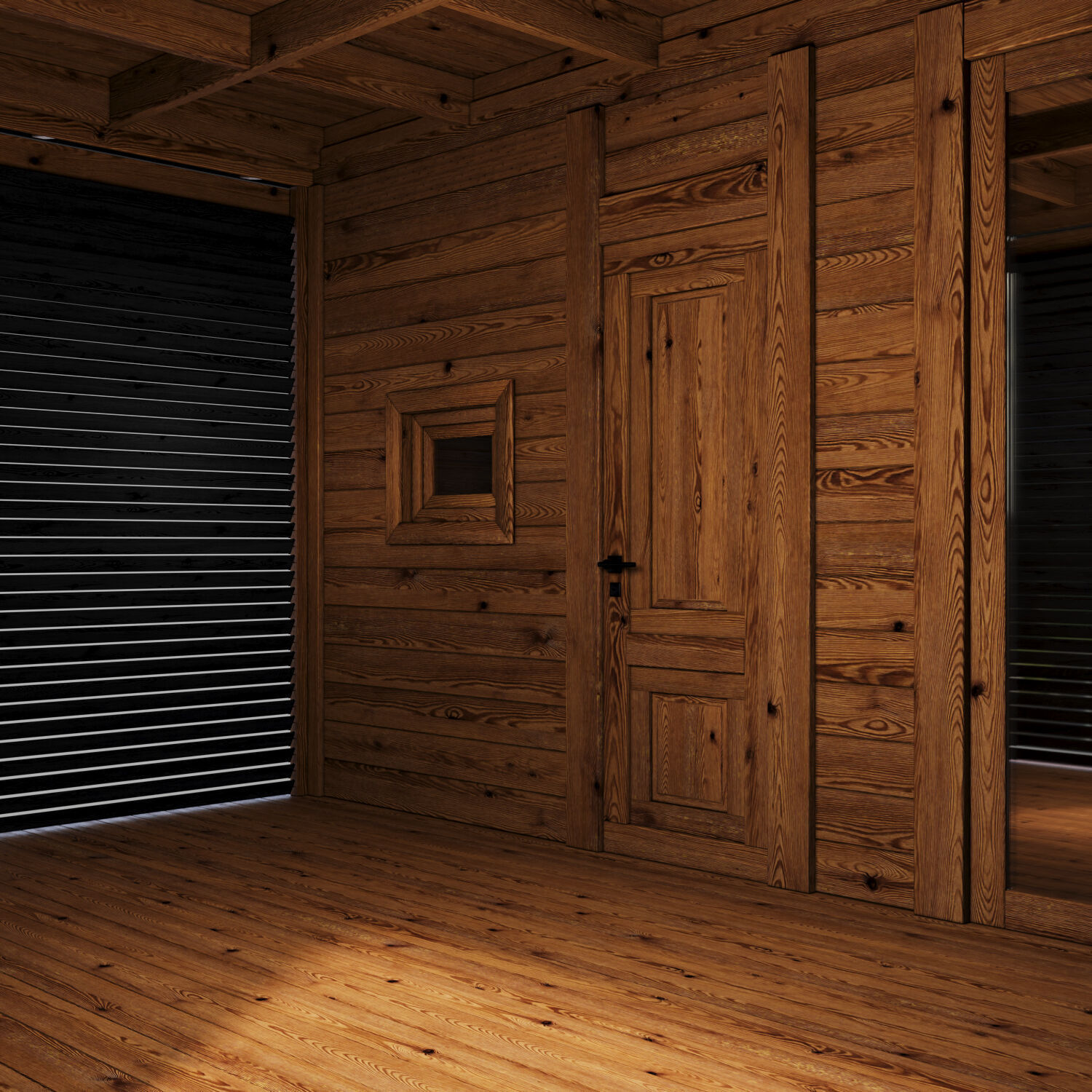 Bathhouse 02 made of timber with a covered terrace 3D model_3