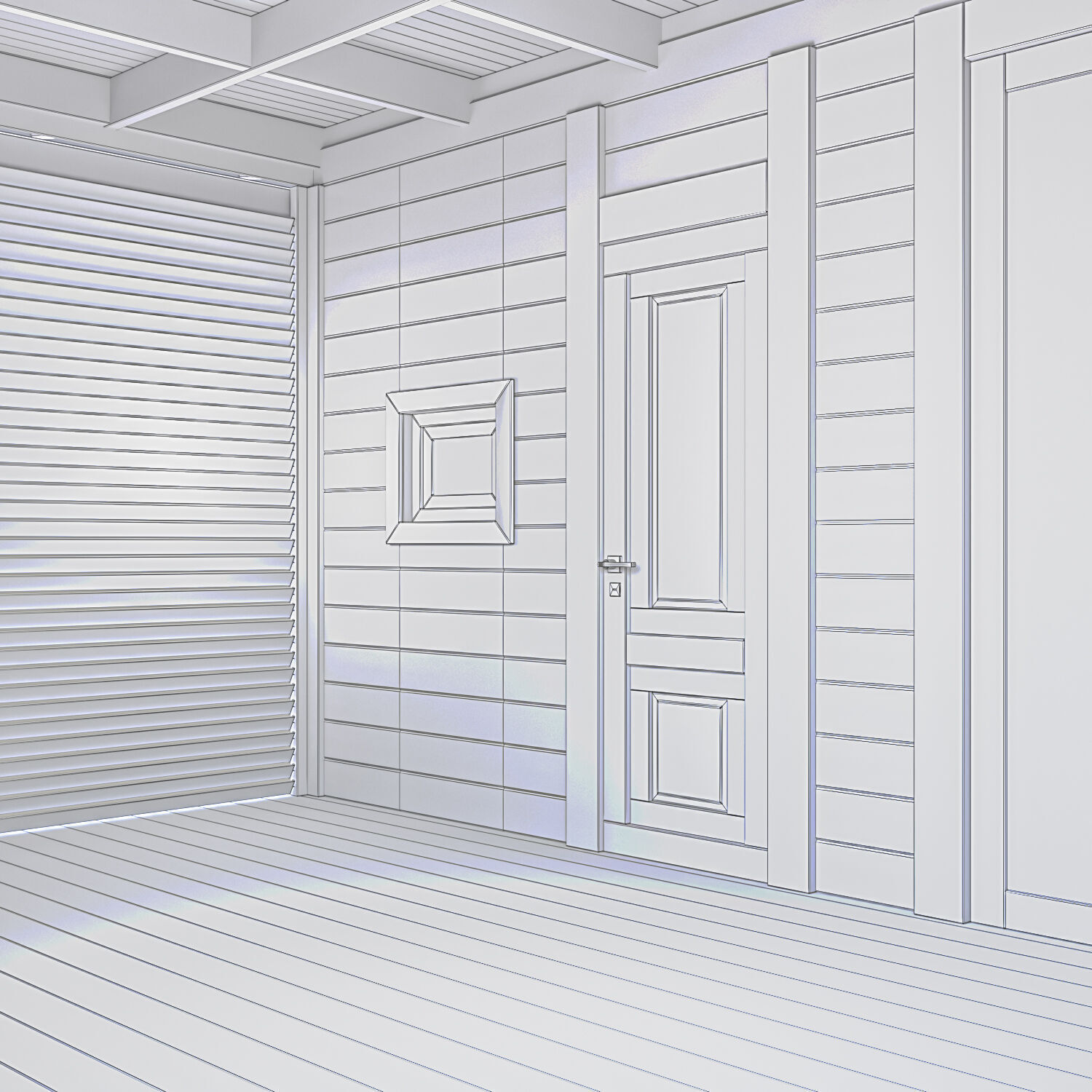 Bathhouse 02 made of timber with a covered terrace 3D model_6