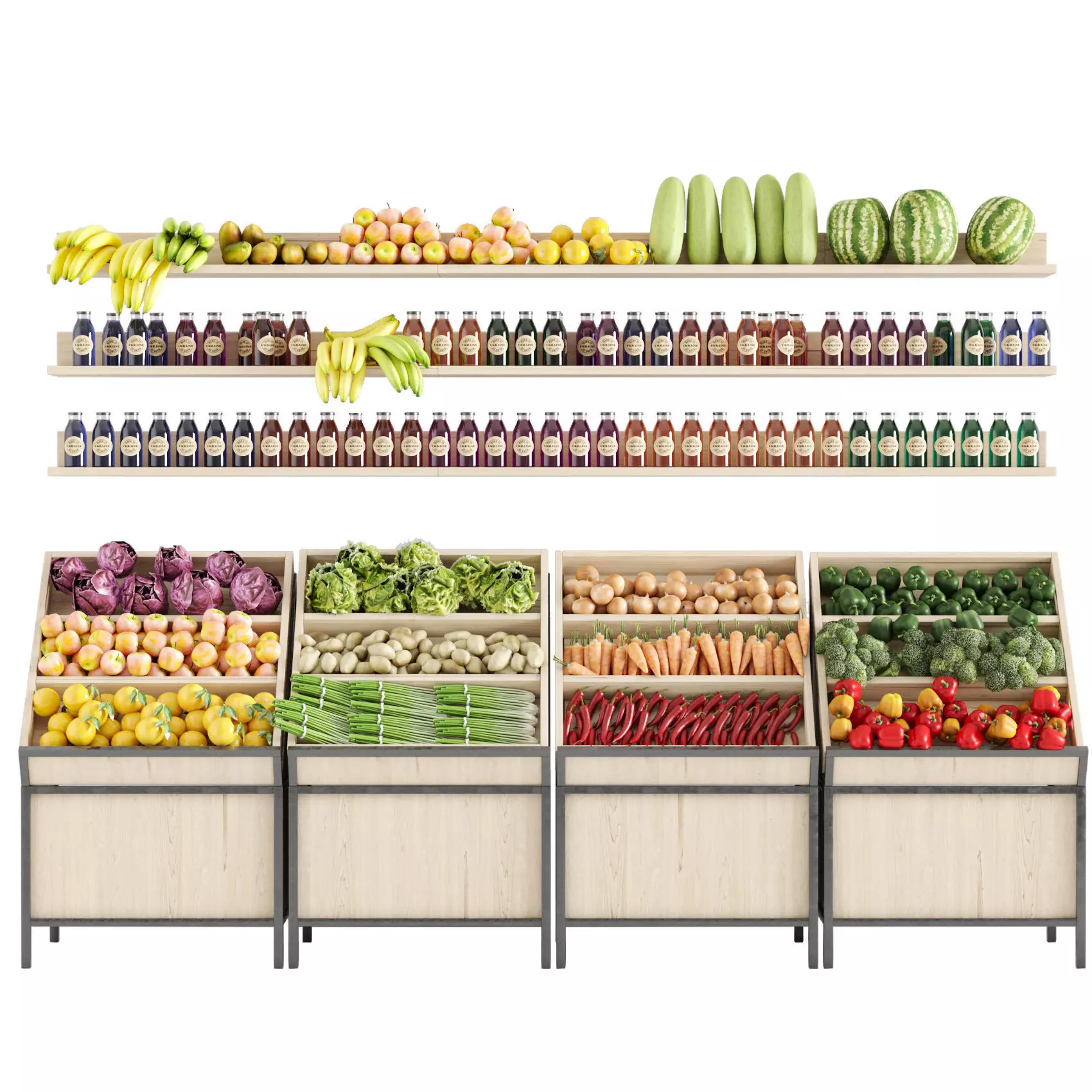 Great display of products at the market 3D model_0