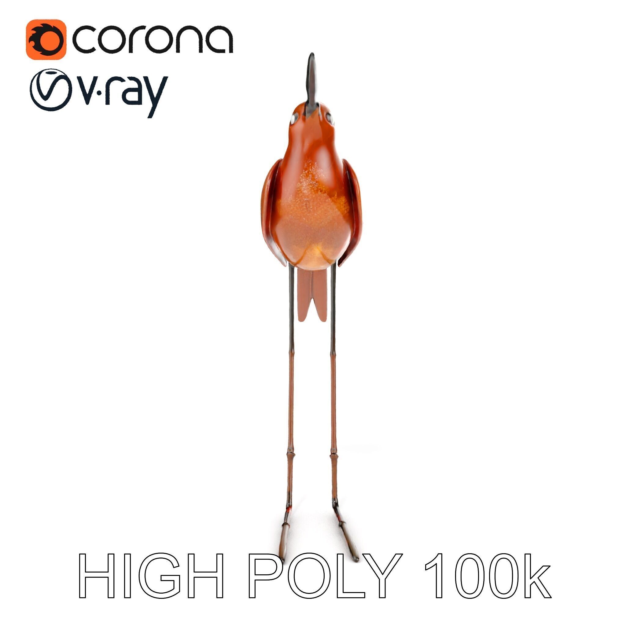 Rustic Metal Bird Sculpture D Model Pack Low-poly 3D model_24