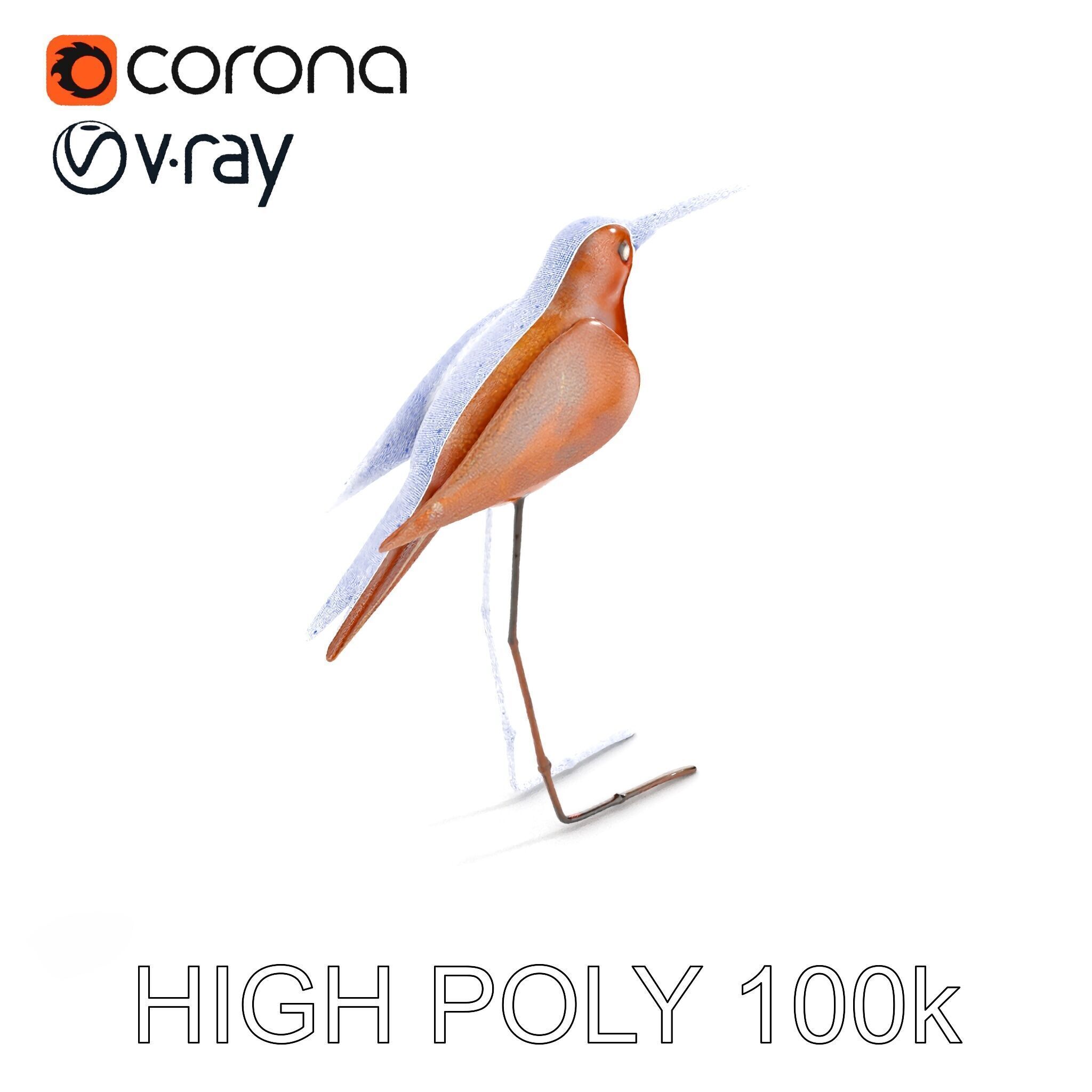 Rustic Metal Bird Sculpture D Model Pack Low-poly 3D model_19