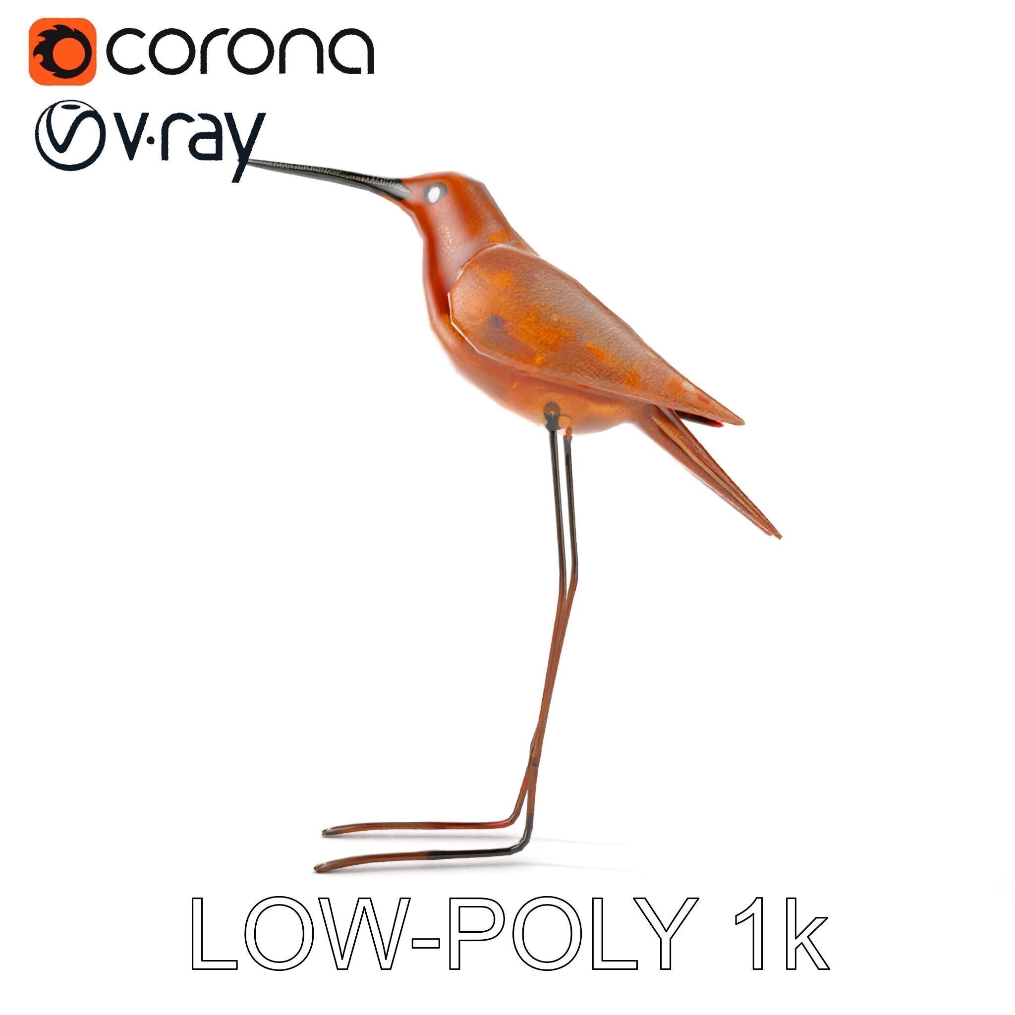 Rustic Metal Bird Sculpture D Model Pack Low-poly 3D model_18