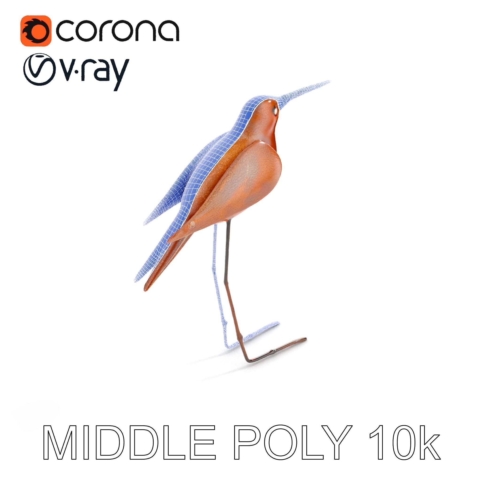 Rustic Metal Bird Sculpture D Model Pack Low-poly 3D model_17