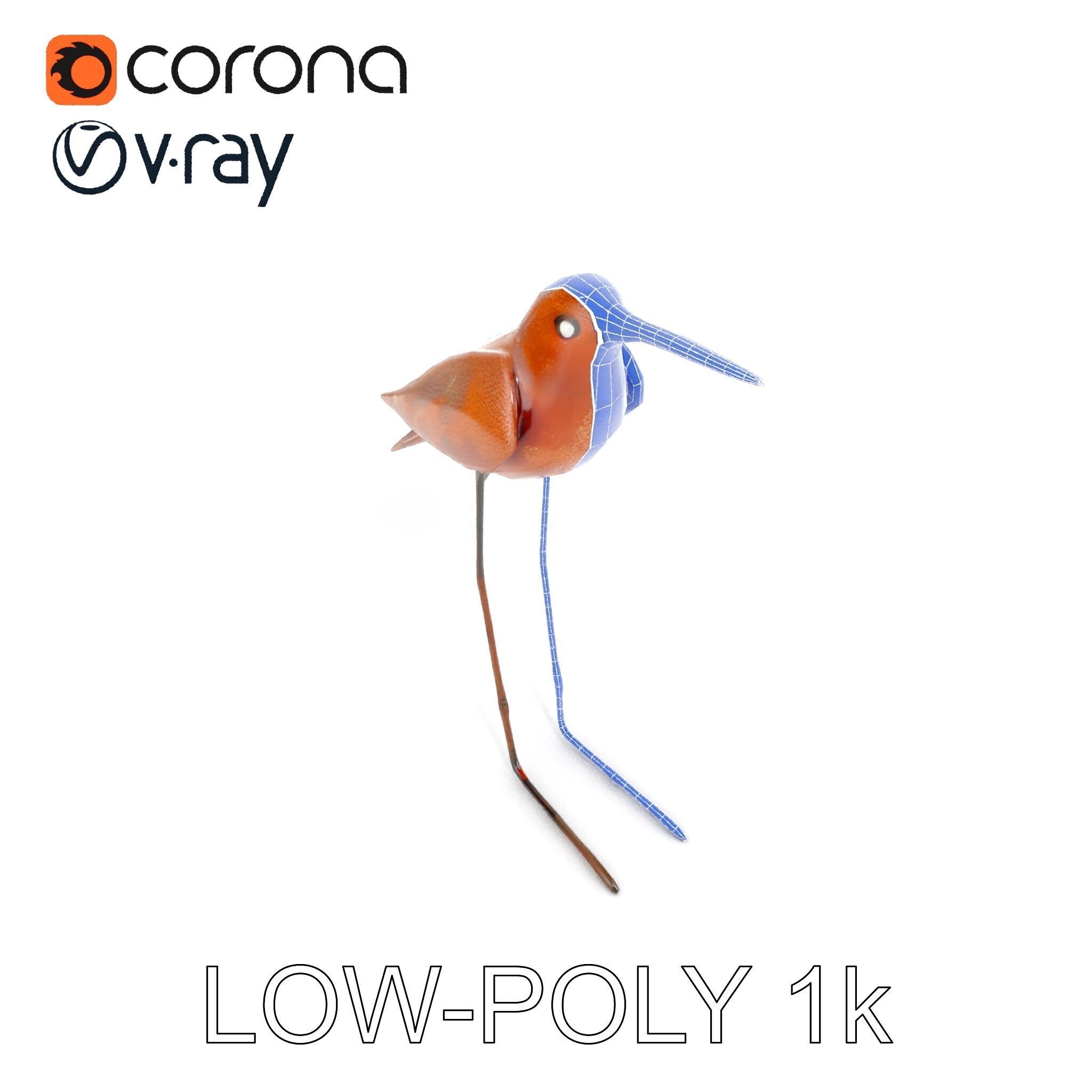 Rustic Metal Bird Sculpture D Model Pack Low-poly 3D model_31