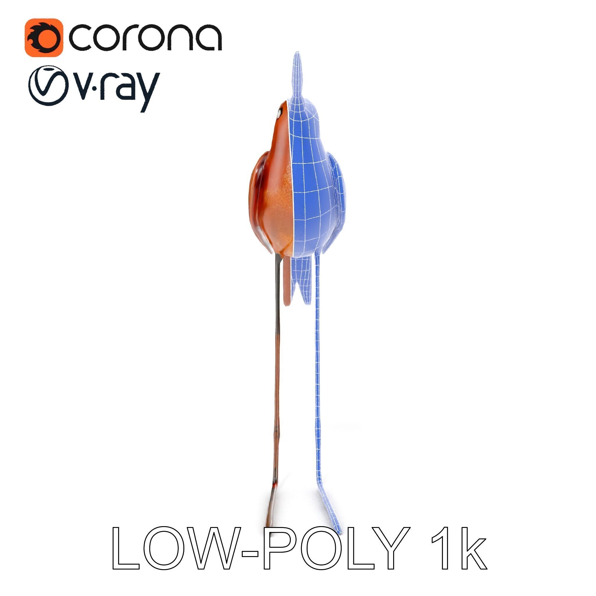 Rustic Metal Bird Sculpture D Model Pack Low-poly 3D model_28