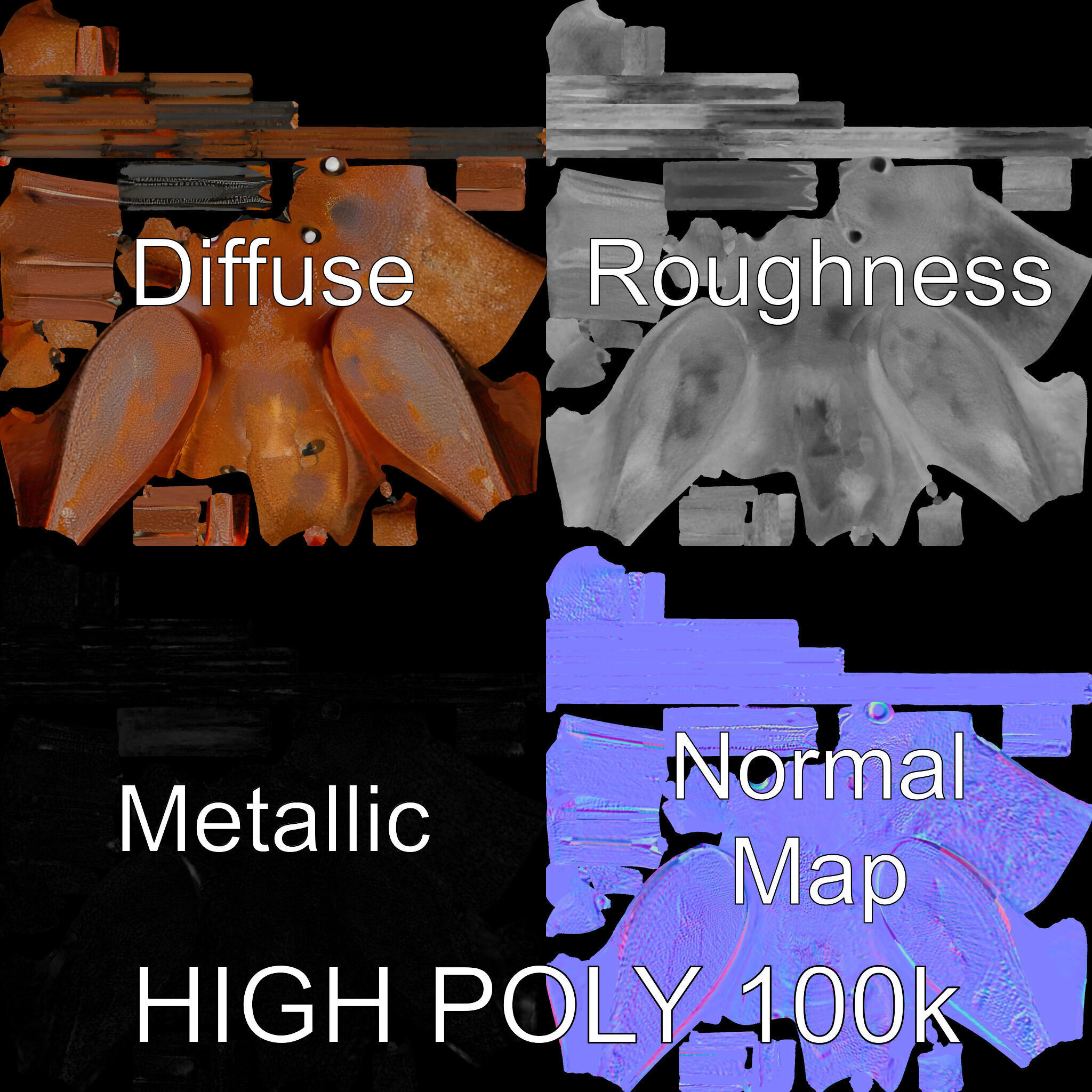 Rustic Metal Bird Sculpture D Model Pack Low-poly 3D model_3