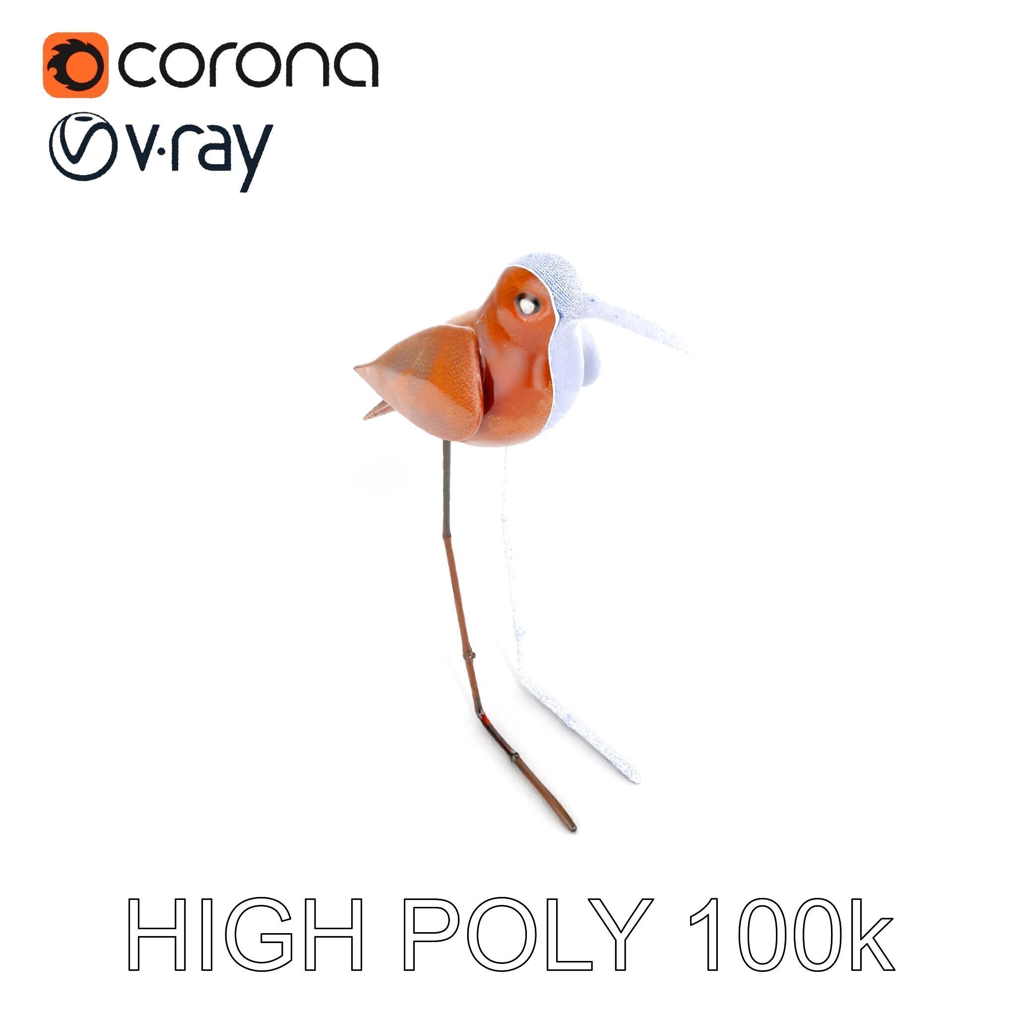 Rustic Metal Bird Sculpture D Model Pack Low-poly 3D model_35